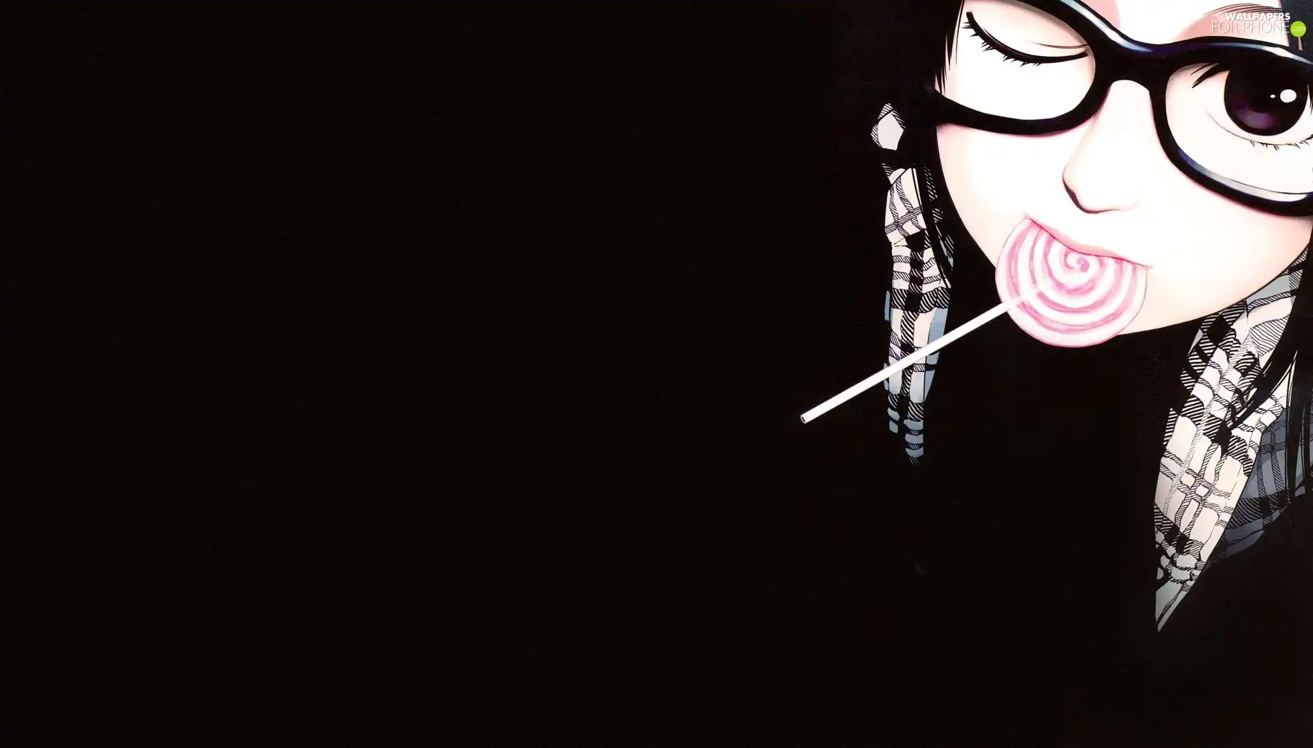 Glasses, girl, Lollipop