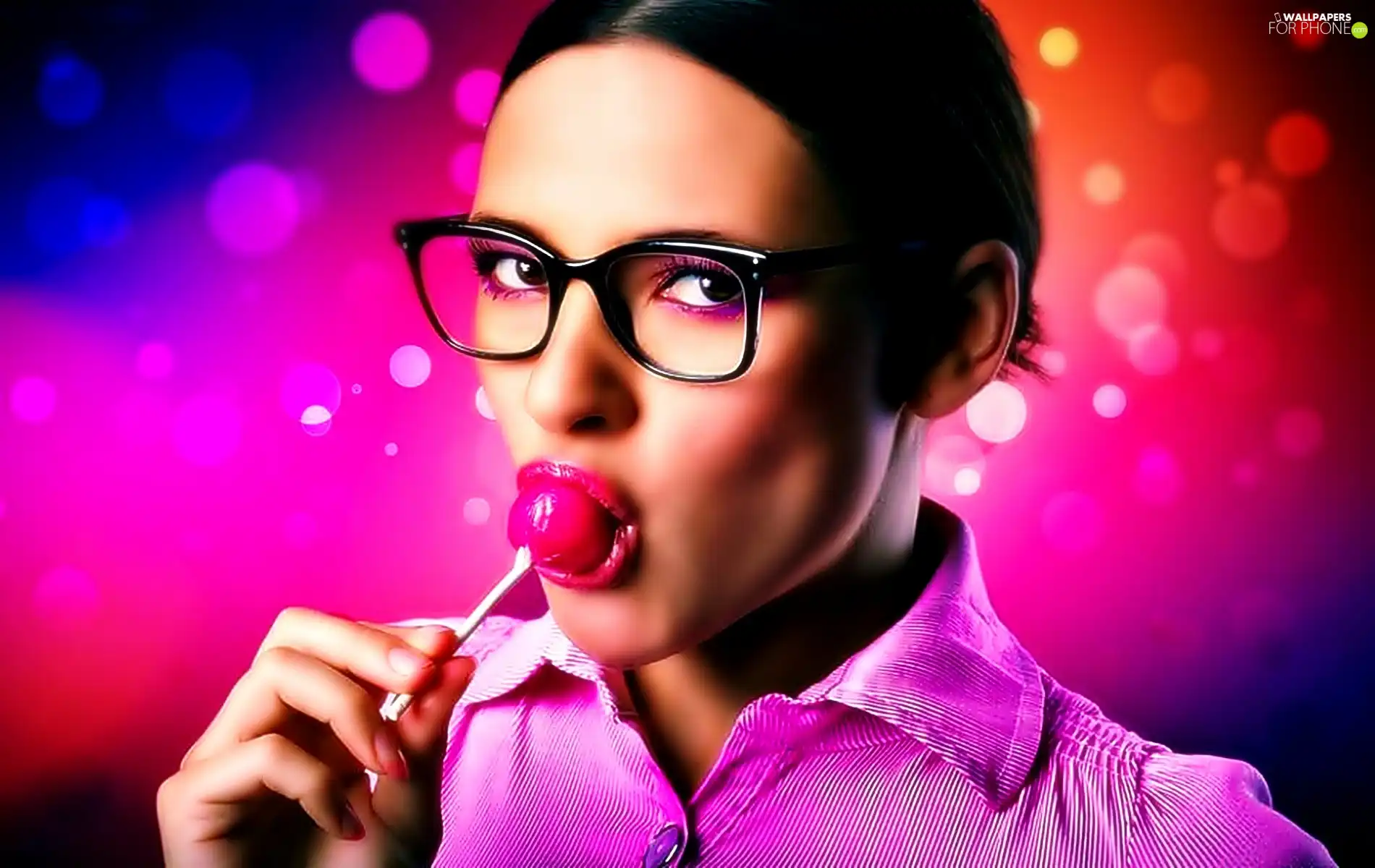 Glasses, Women, Lollipop
