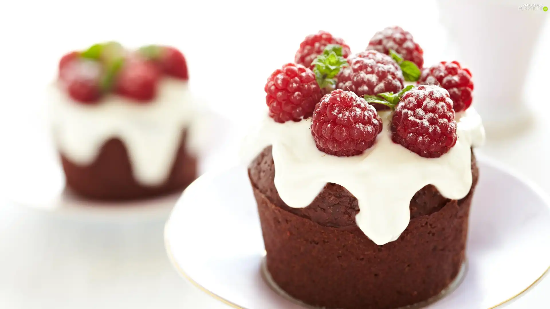 glaze, Muffins, raspberries
