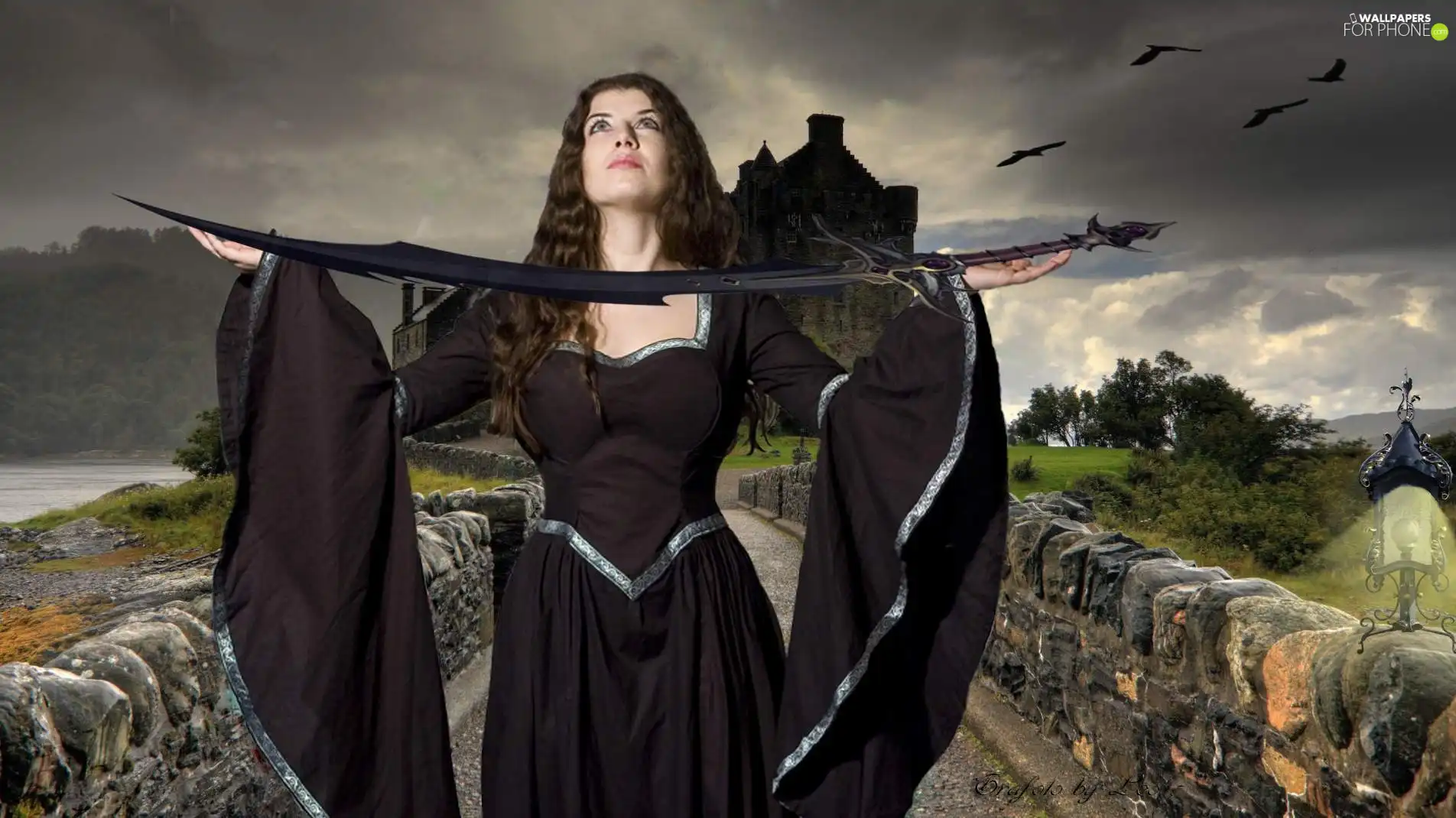 Women, Dress, gothic, sword