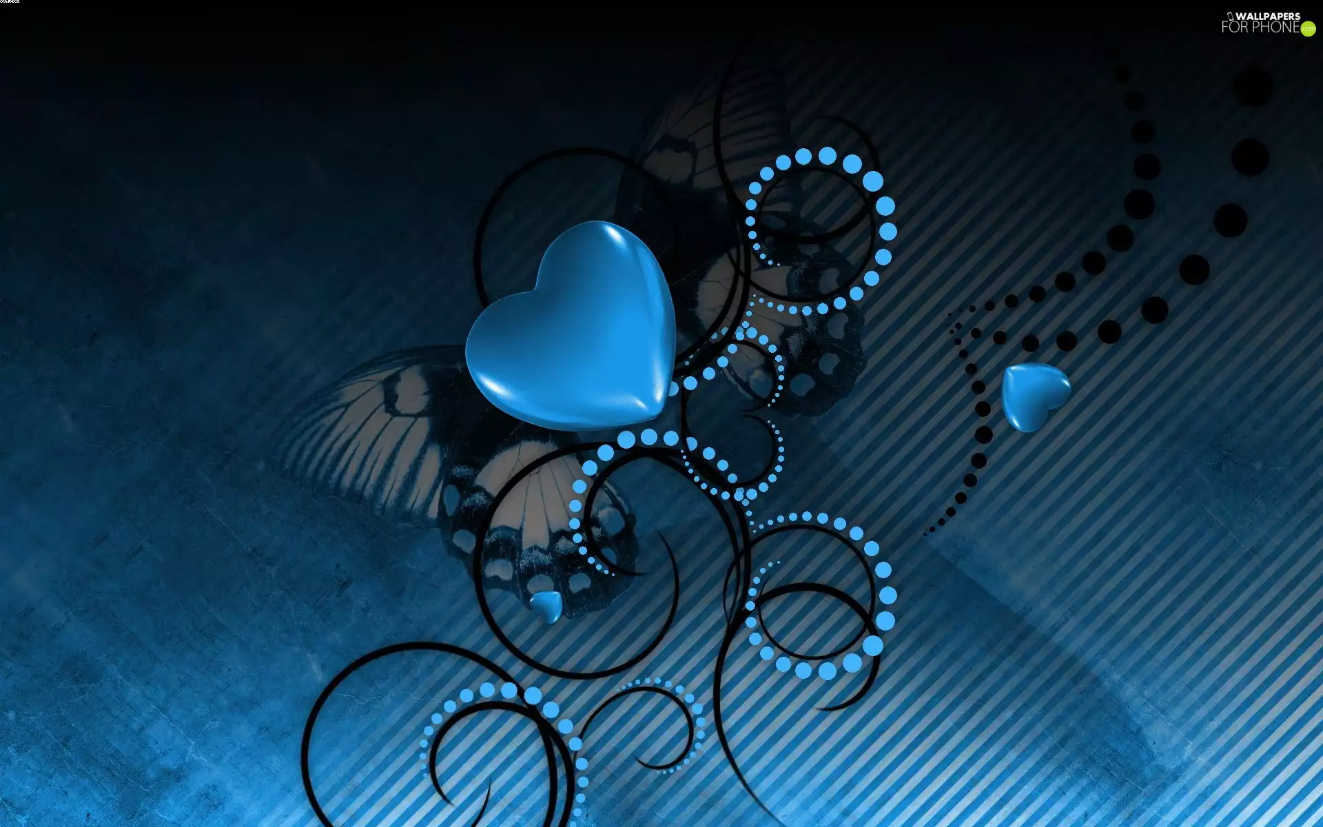 2D Graphics, Blue, Heart, decorative