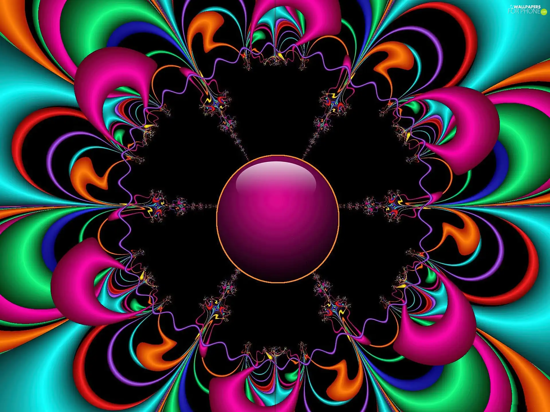 symmetric, abstraction, graphics, Colourfull Flowers