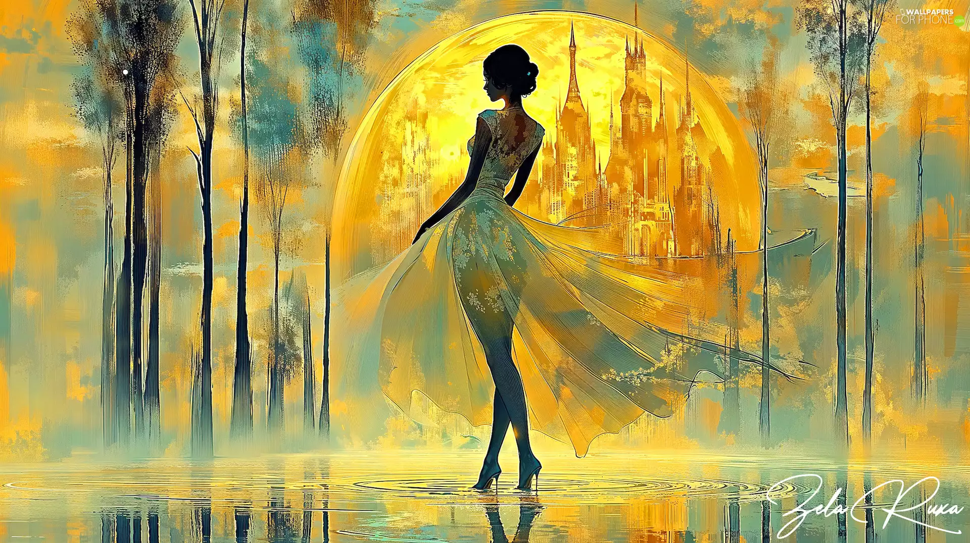 water, graphics, Dancing, figure, Women