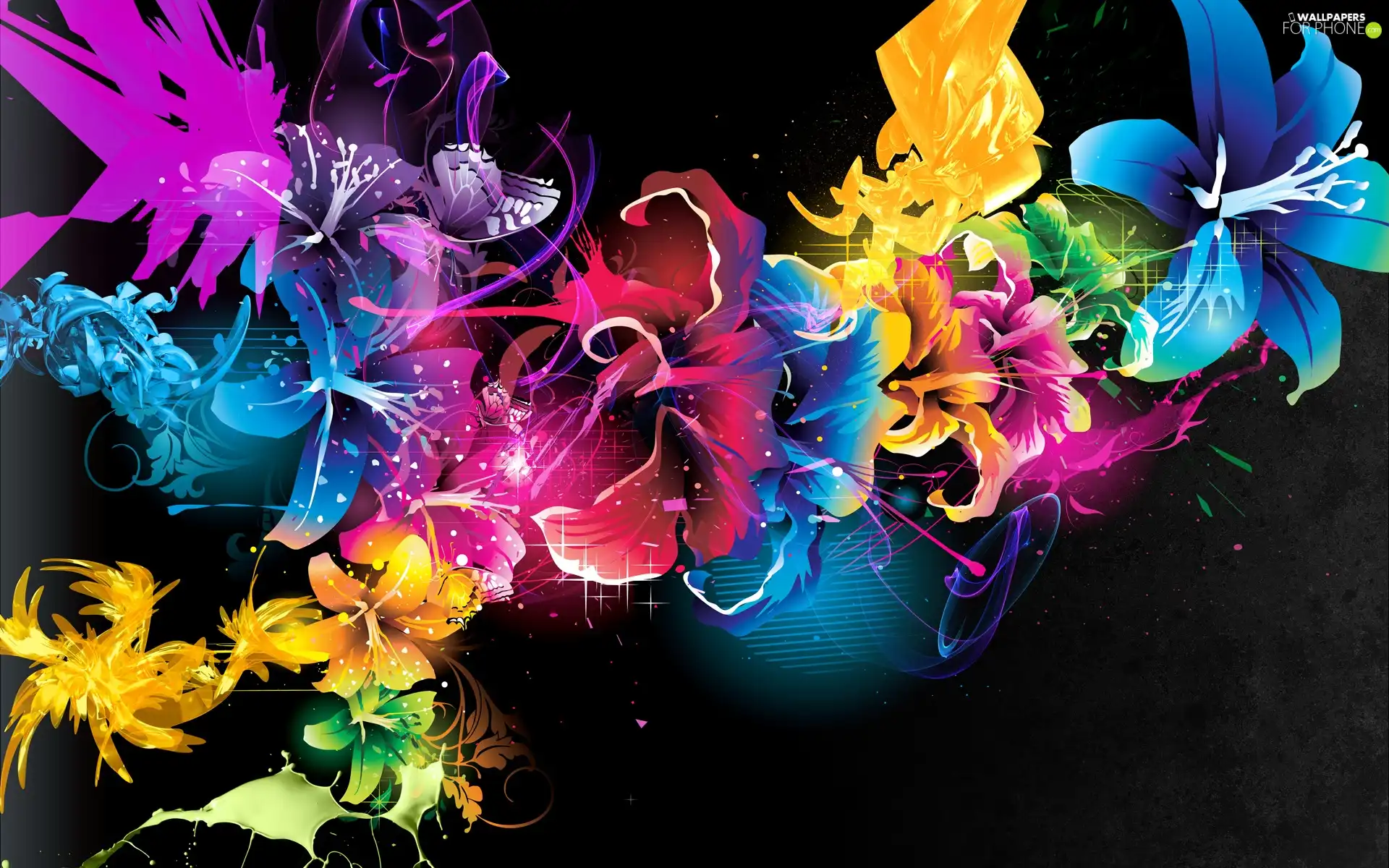 graphics, Multicolor, Flowers