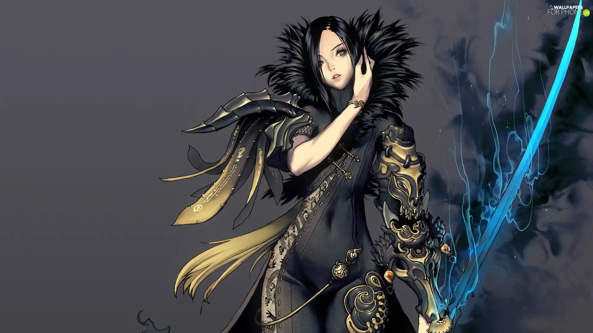 girl, sword, graphics, costume