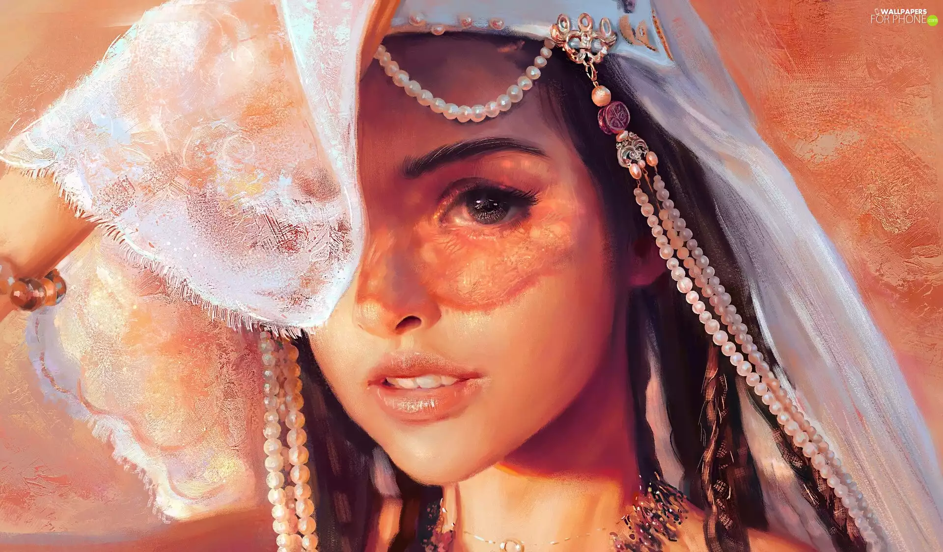 face, Women, Woal, graphics, jewellery, girl