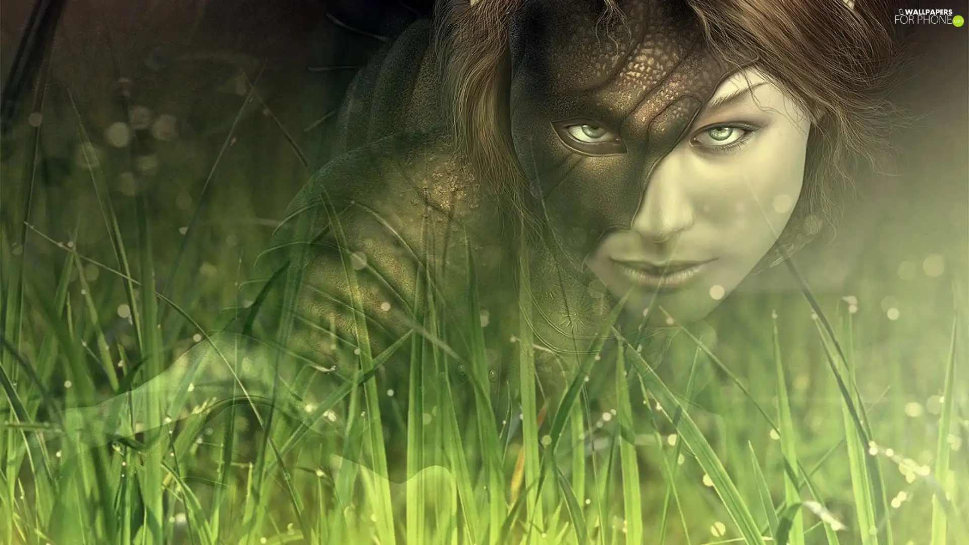 graphics, Women, grass