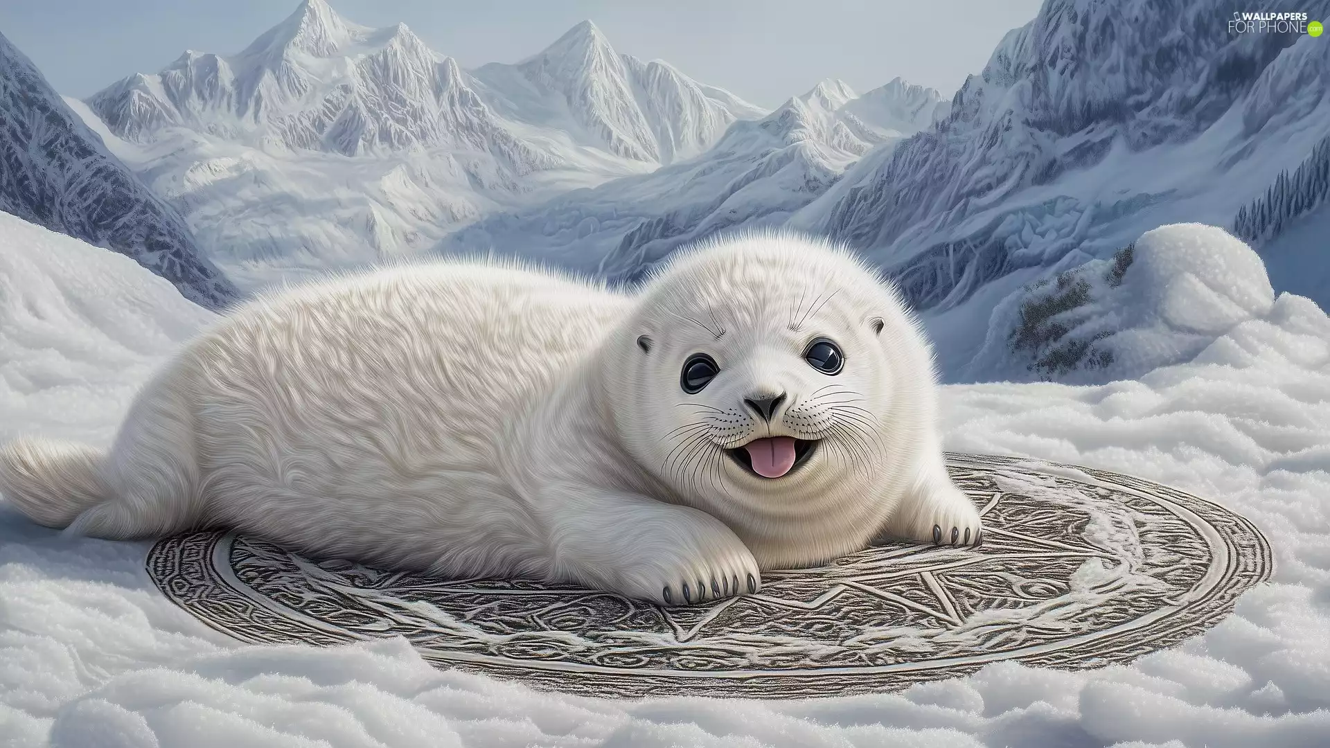 graphics, seal, Mountains