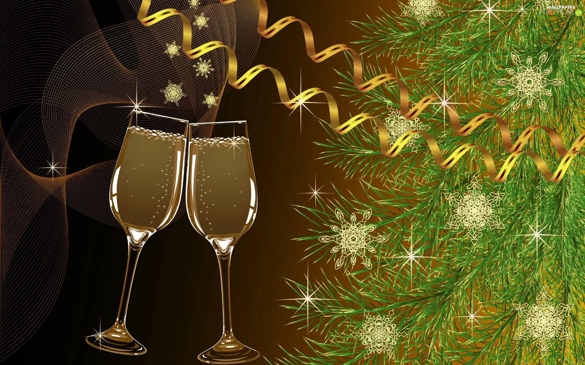 christmas tree, glasses, graphics, Stars