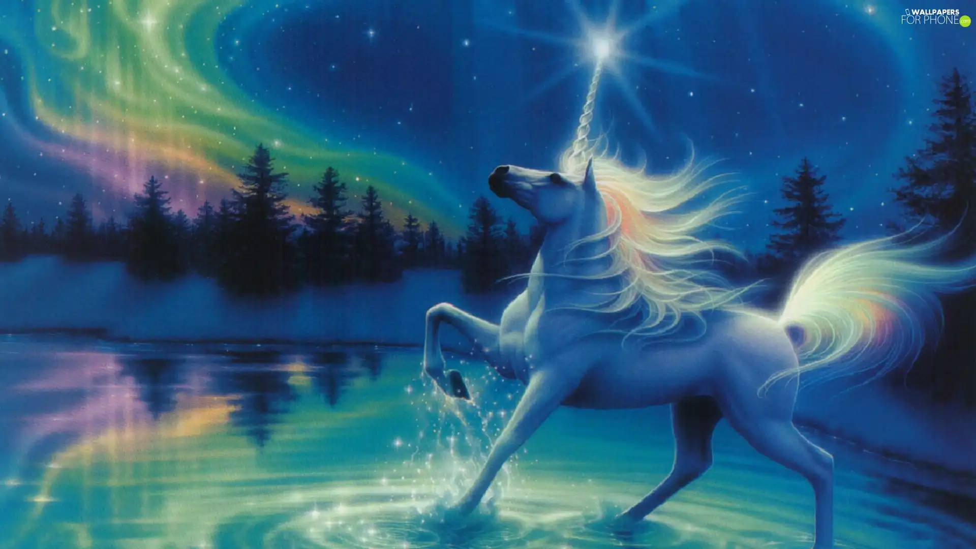 graphics, unicorn, water