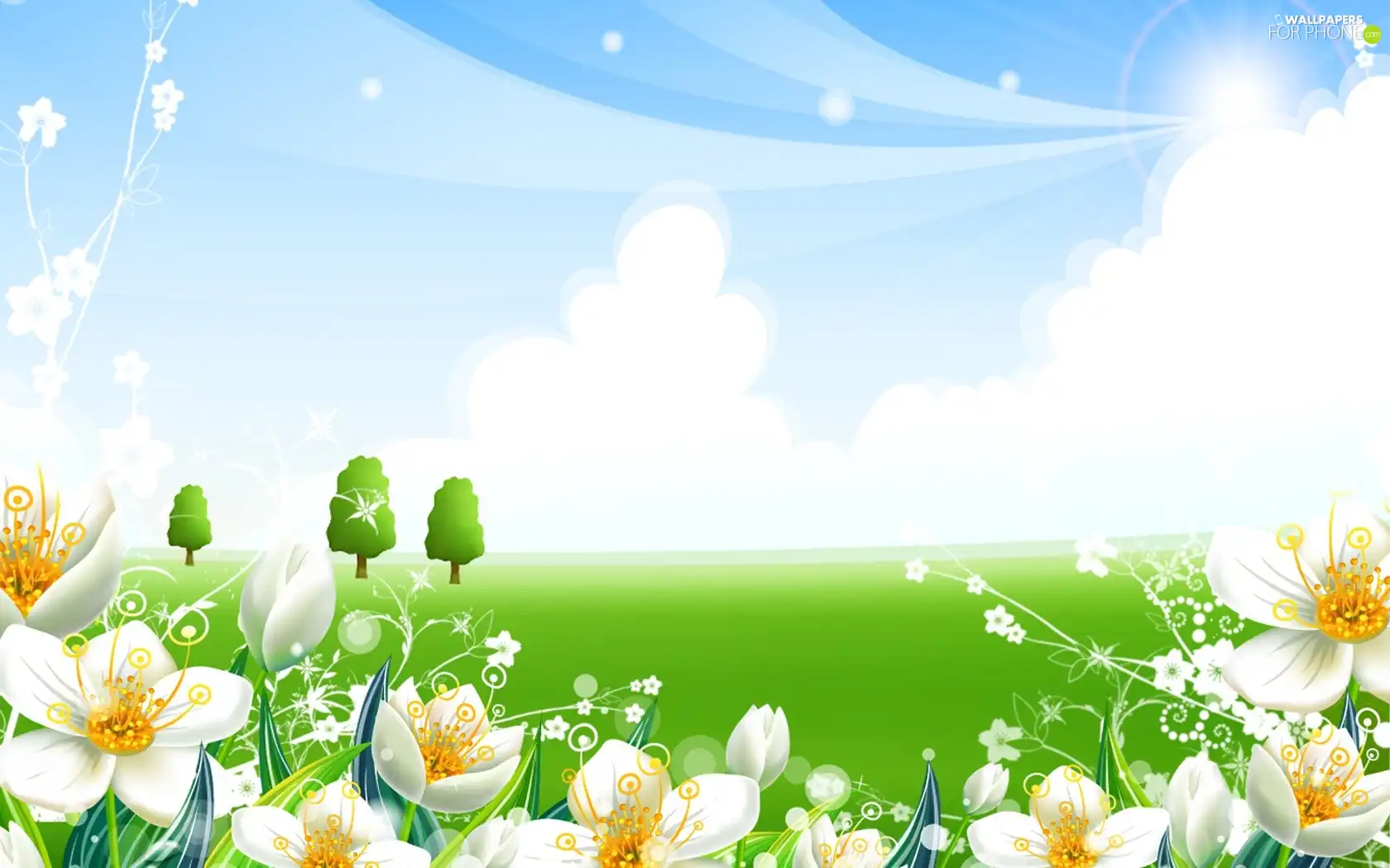 Flowers, viewes, grass, trees
