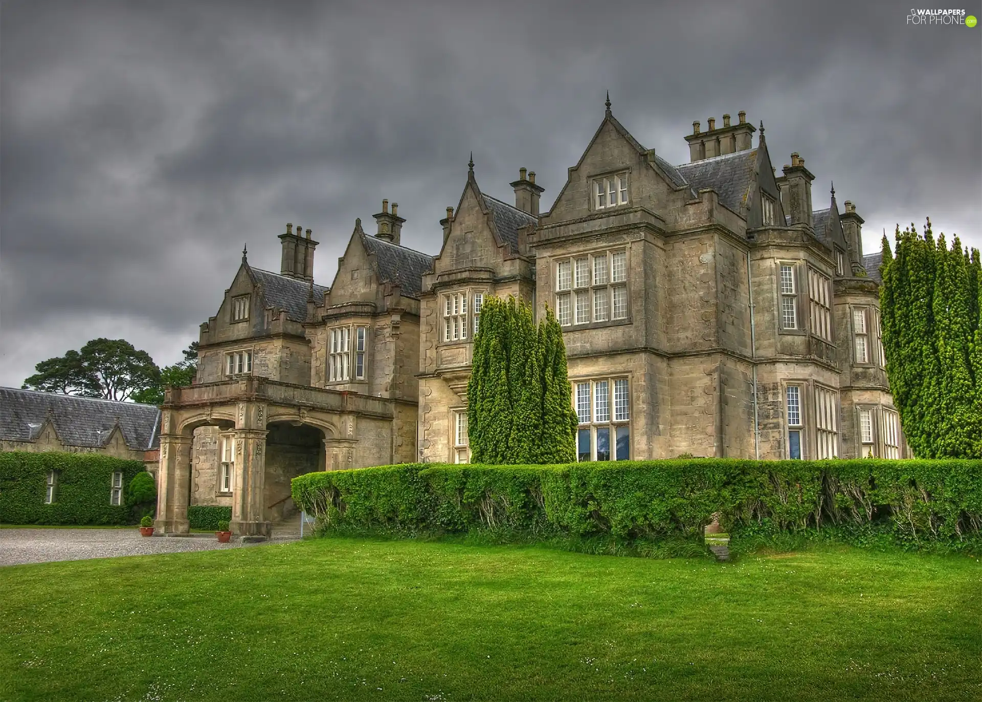 grass, Castle, Sky
