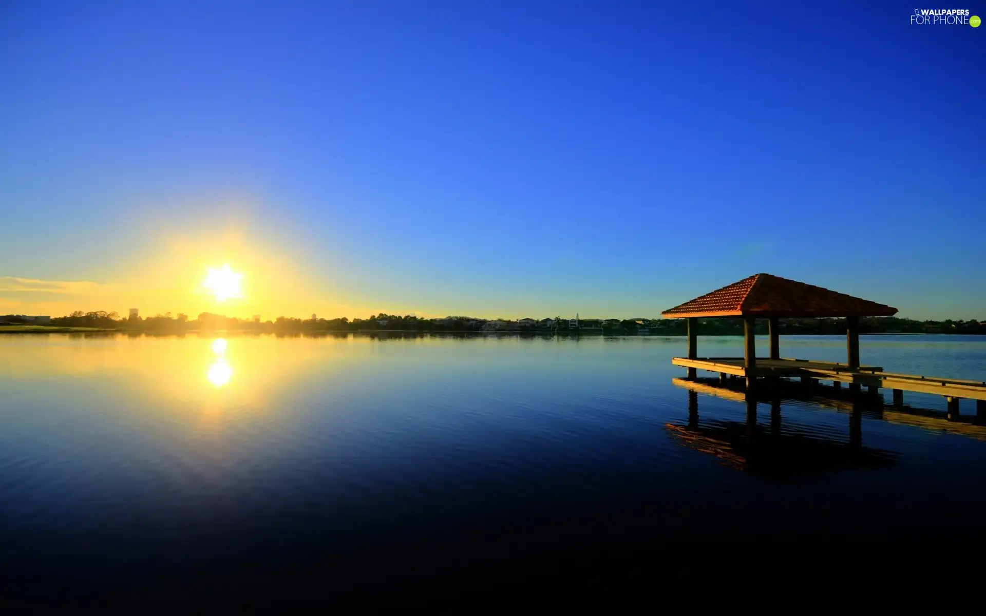 pier, lake, Great Sunsets