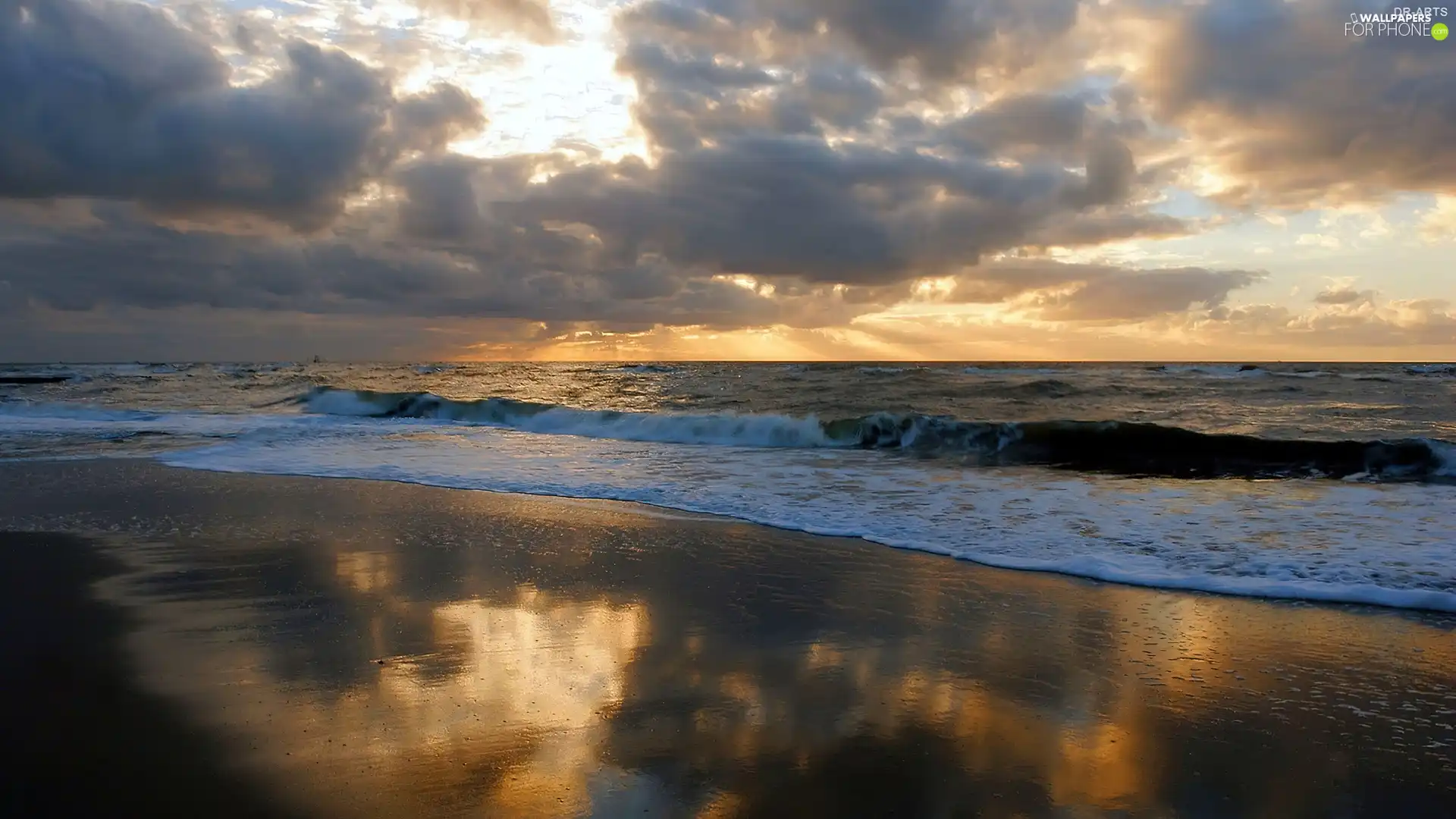 sea, Beaches, Great Sunsets, clouds