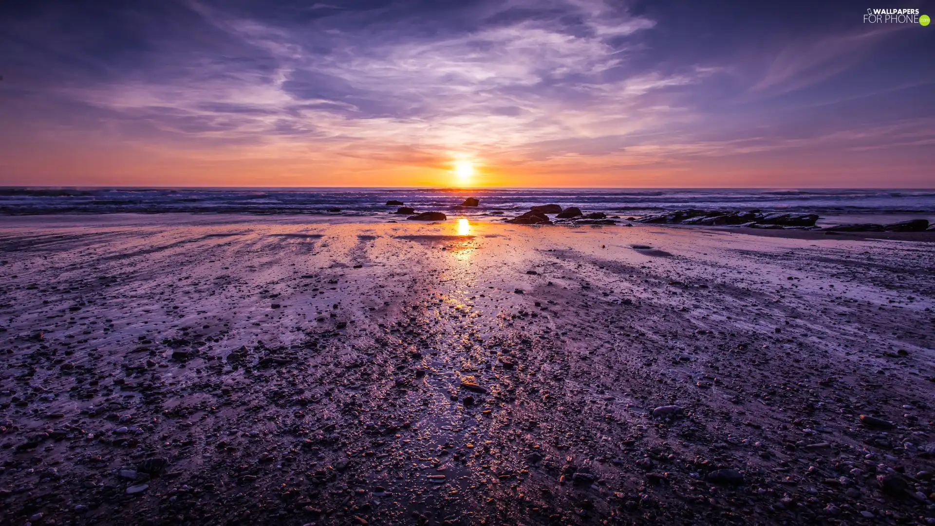 Beaches, Great Sunsets, Stones, sea