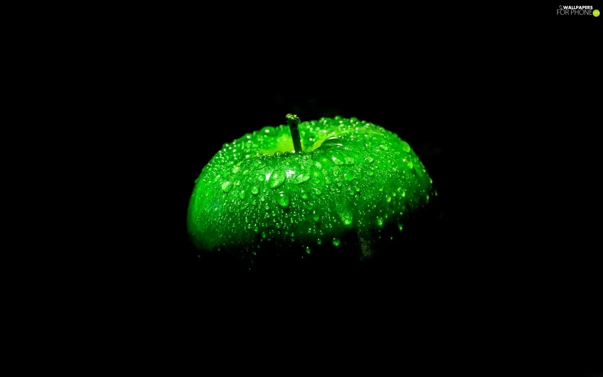 Water drops, Apple, green ones