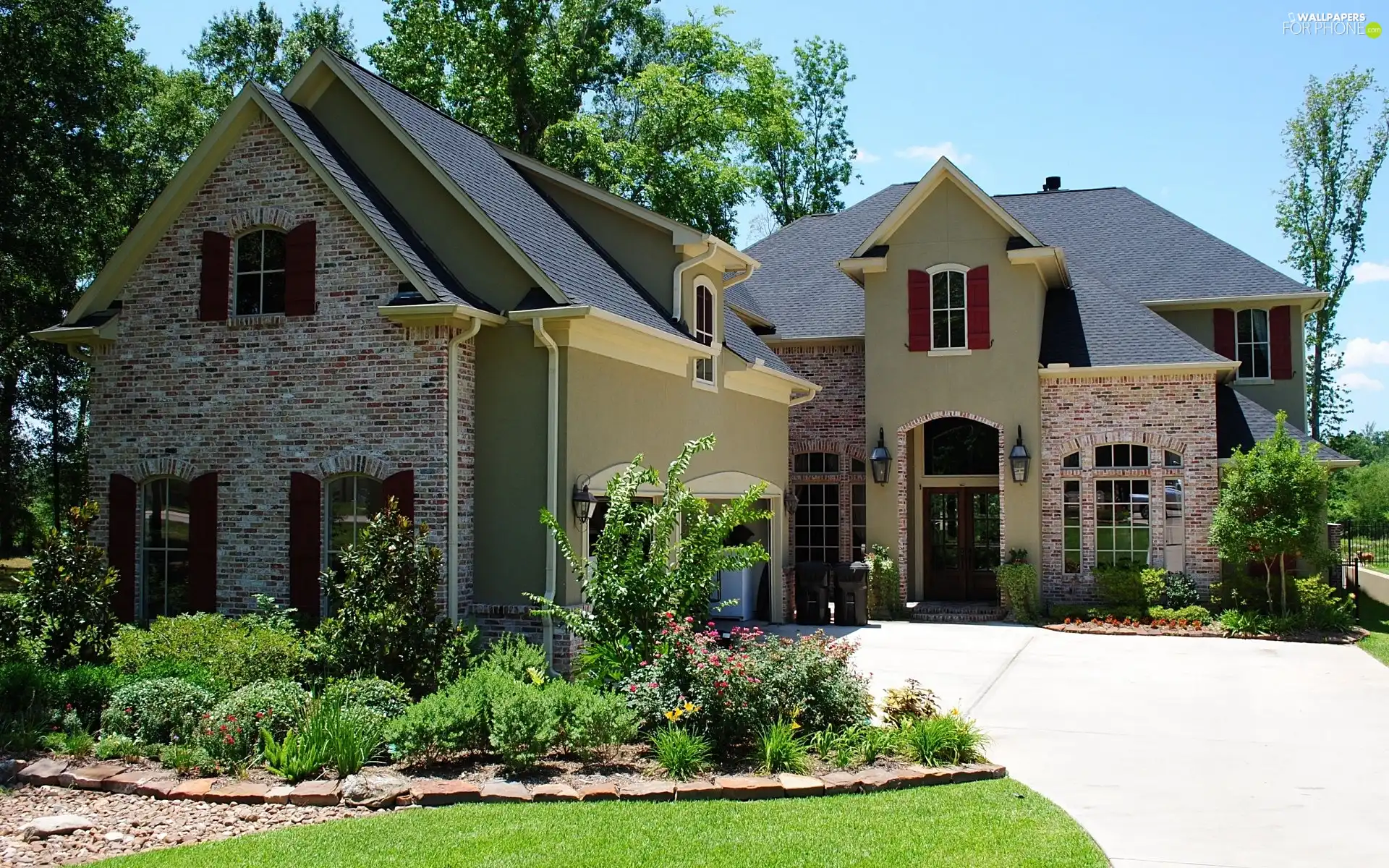 house, summer, green, driveway