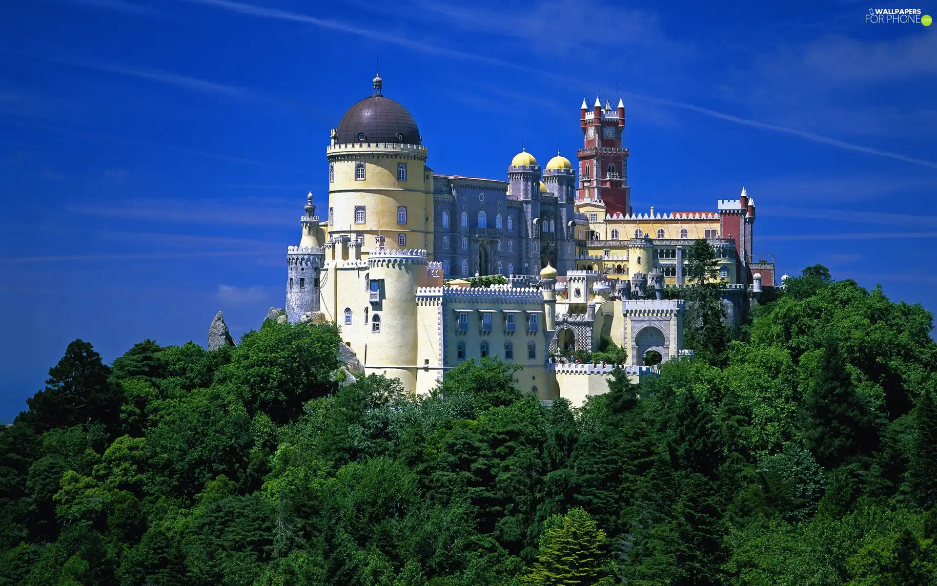 green, Portugal, La Pena, Hill, Castle