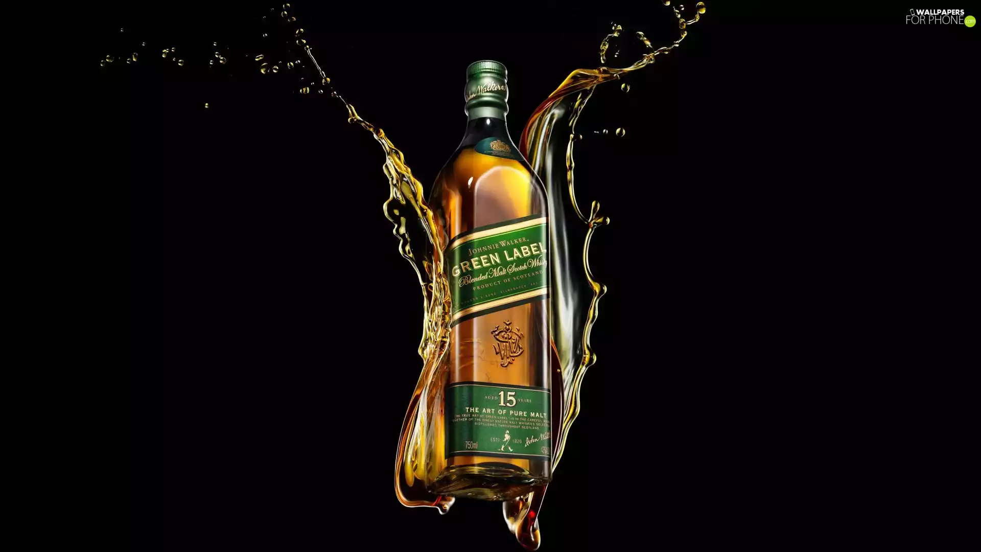 Whisky Johnnie Walker Green Label, black background