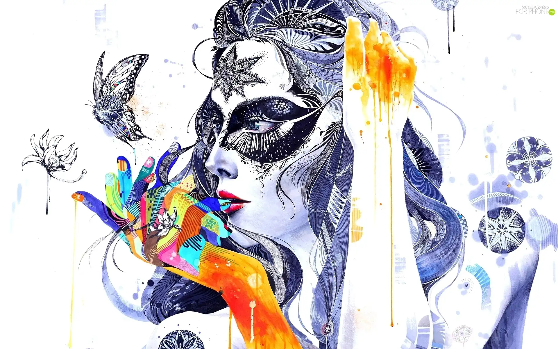abstraction, butterflies, GrenoMJ, Women