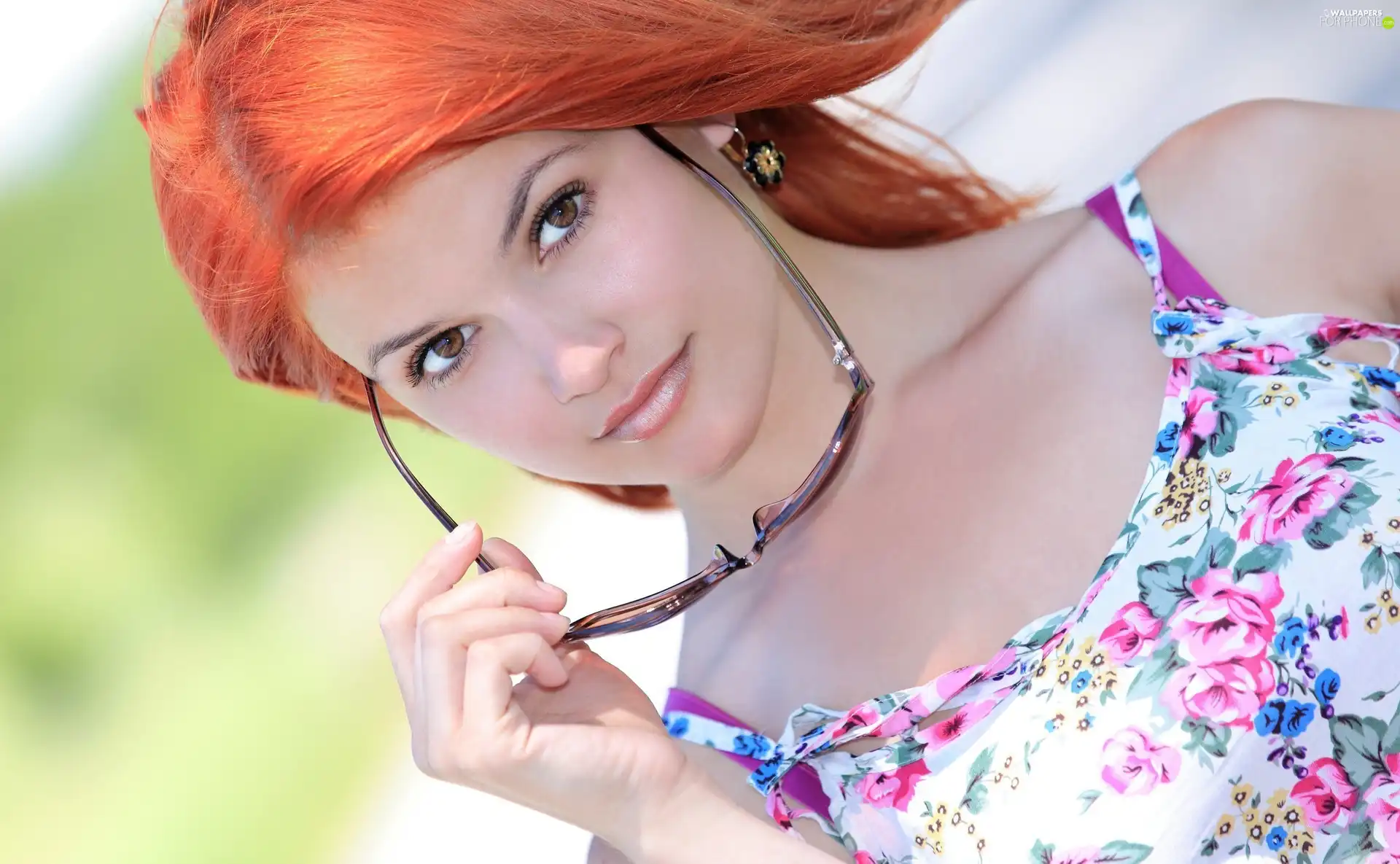 Glasses, make-up, red head, Hair, Women