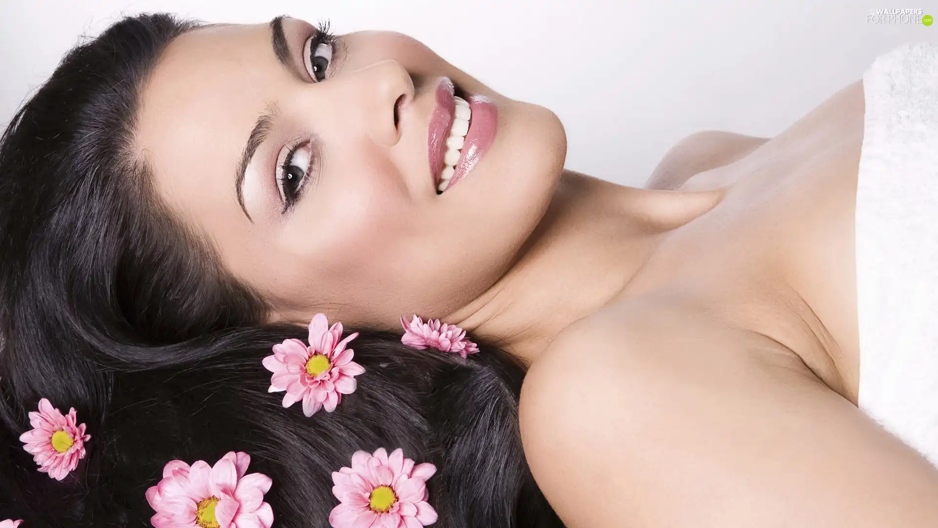 Women, Flowers, Hair, make-up