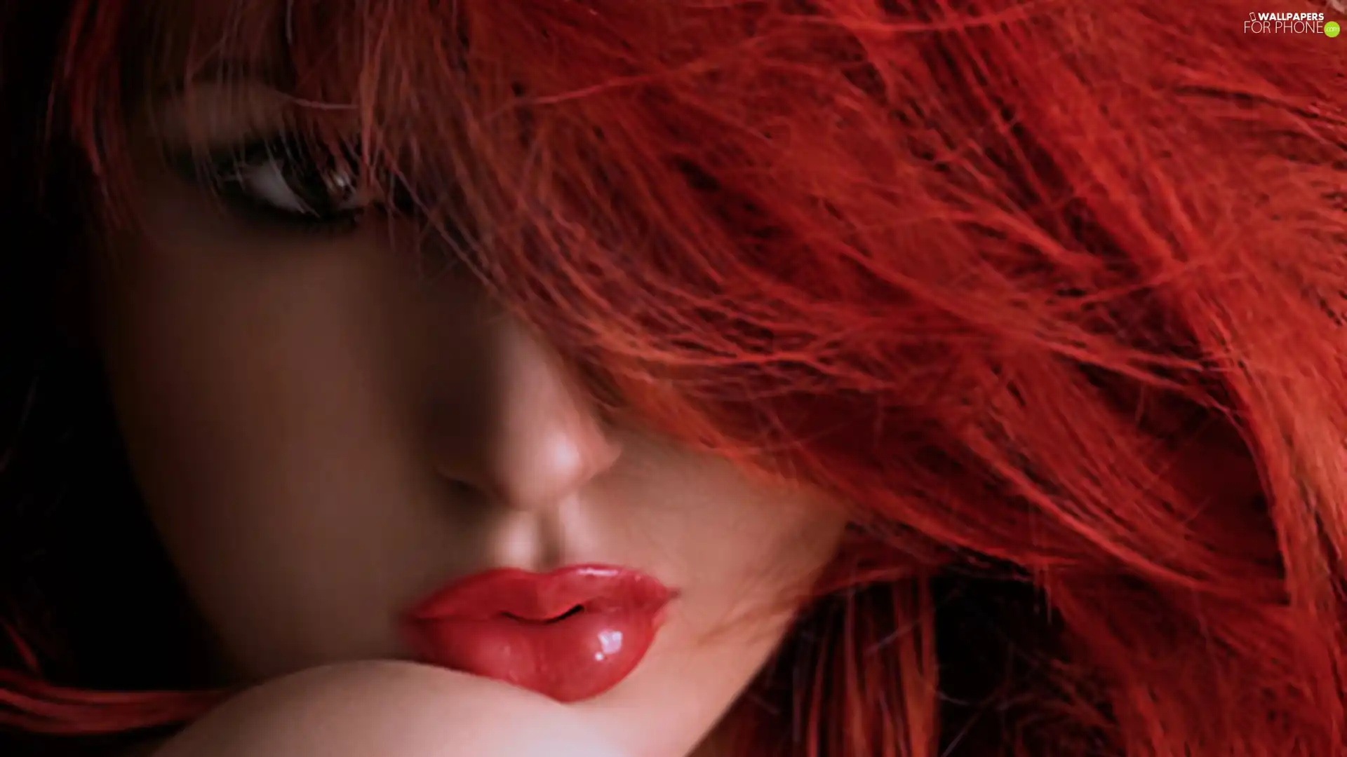 Women, Red, Hair, make-up