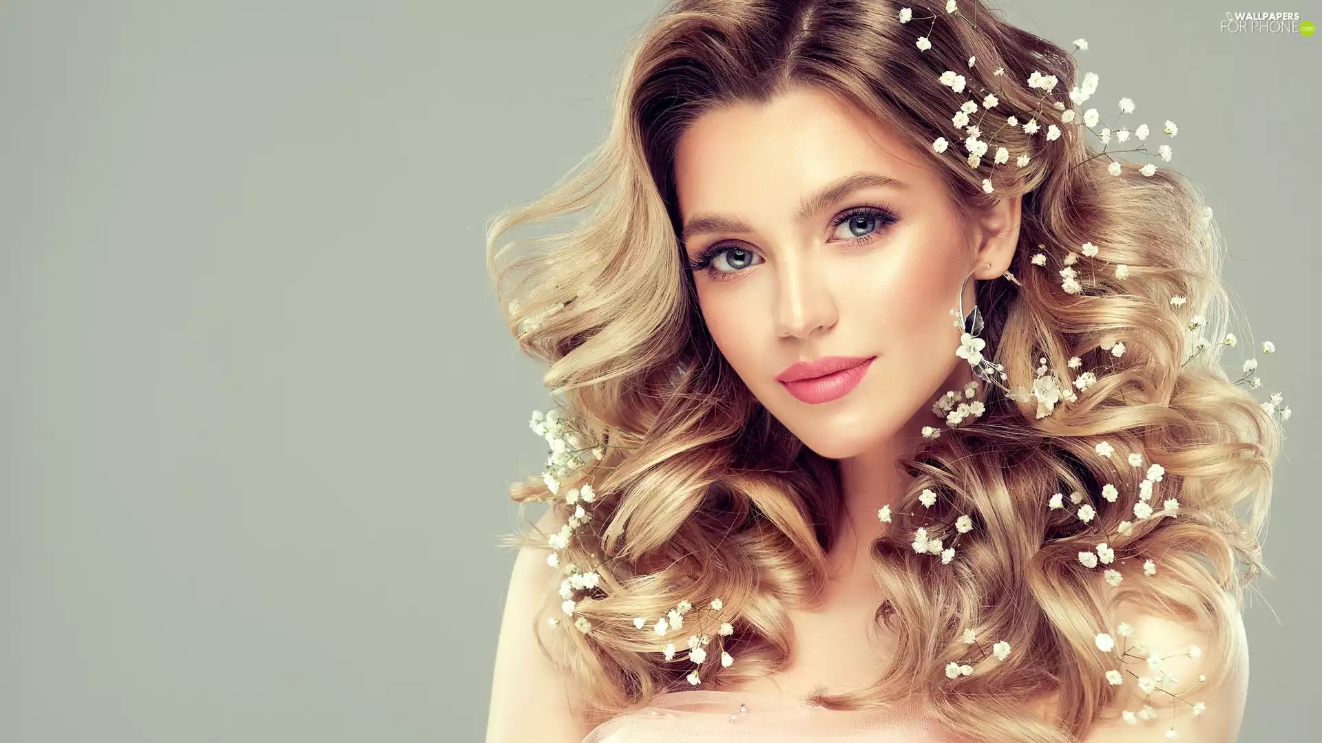 Longs, Hair, White, Flowers, girl