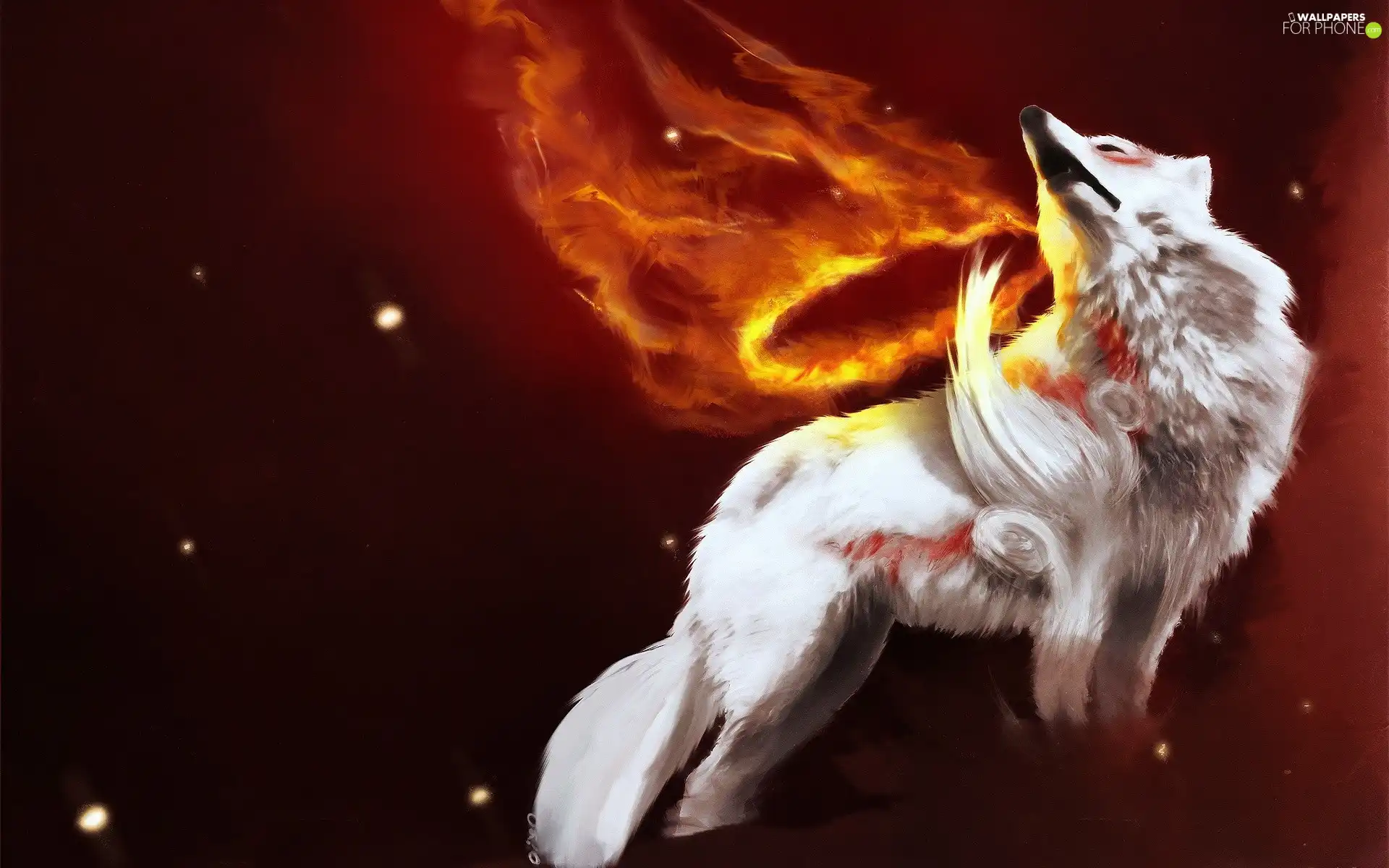 Wounded, Fire, halo, Wolf