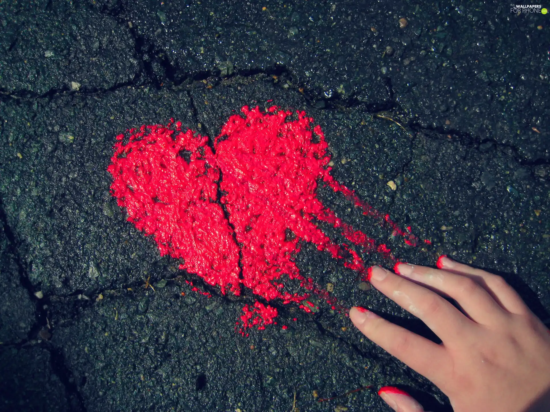 hand, Heart, concrete