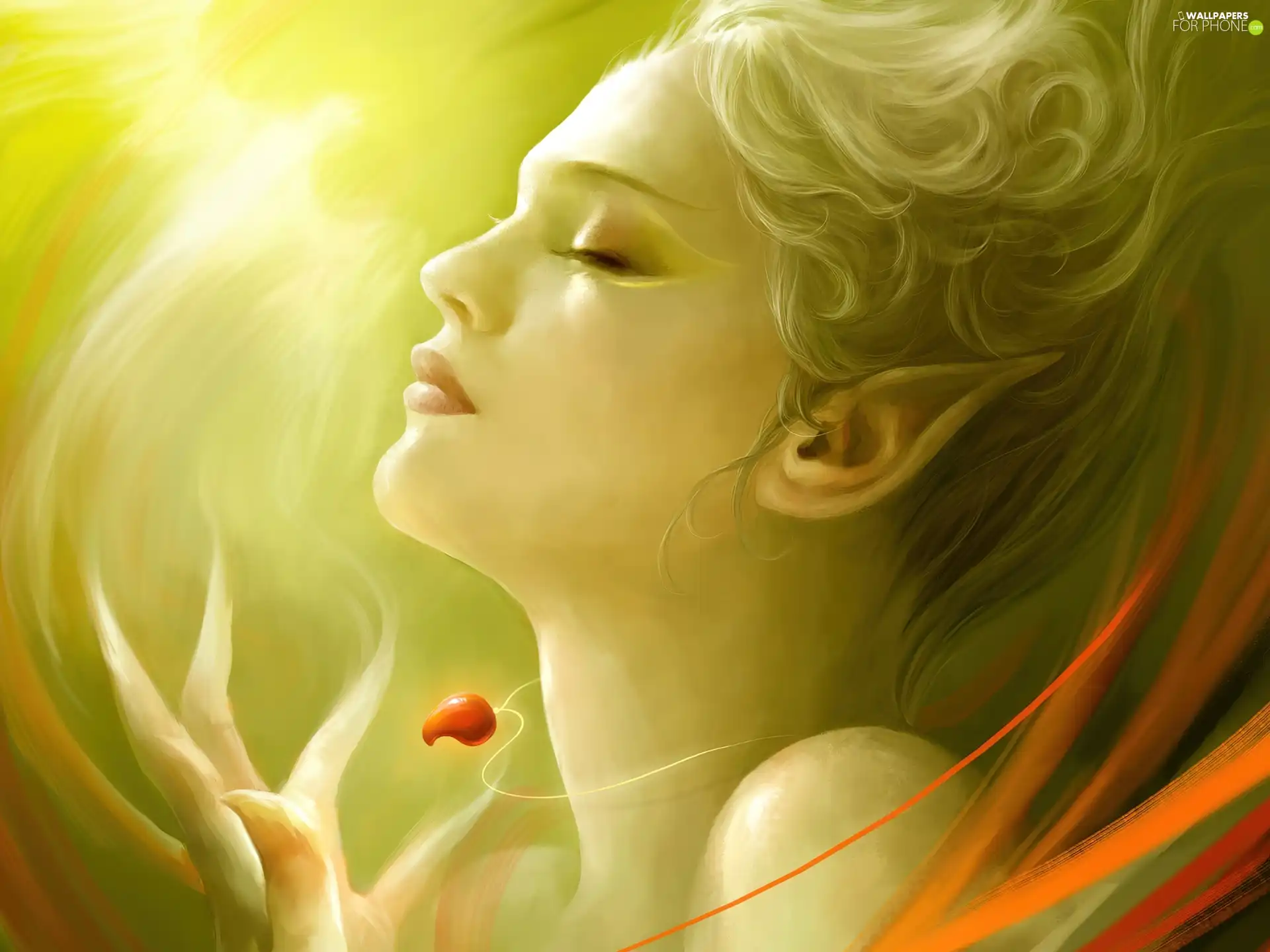 Women, Necklace, hand, elf