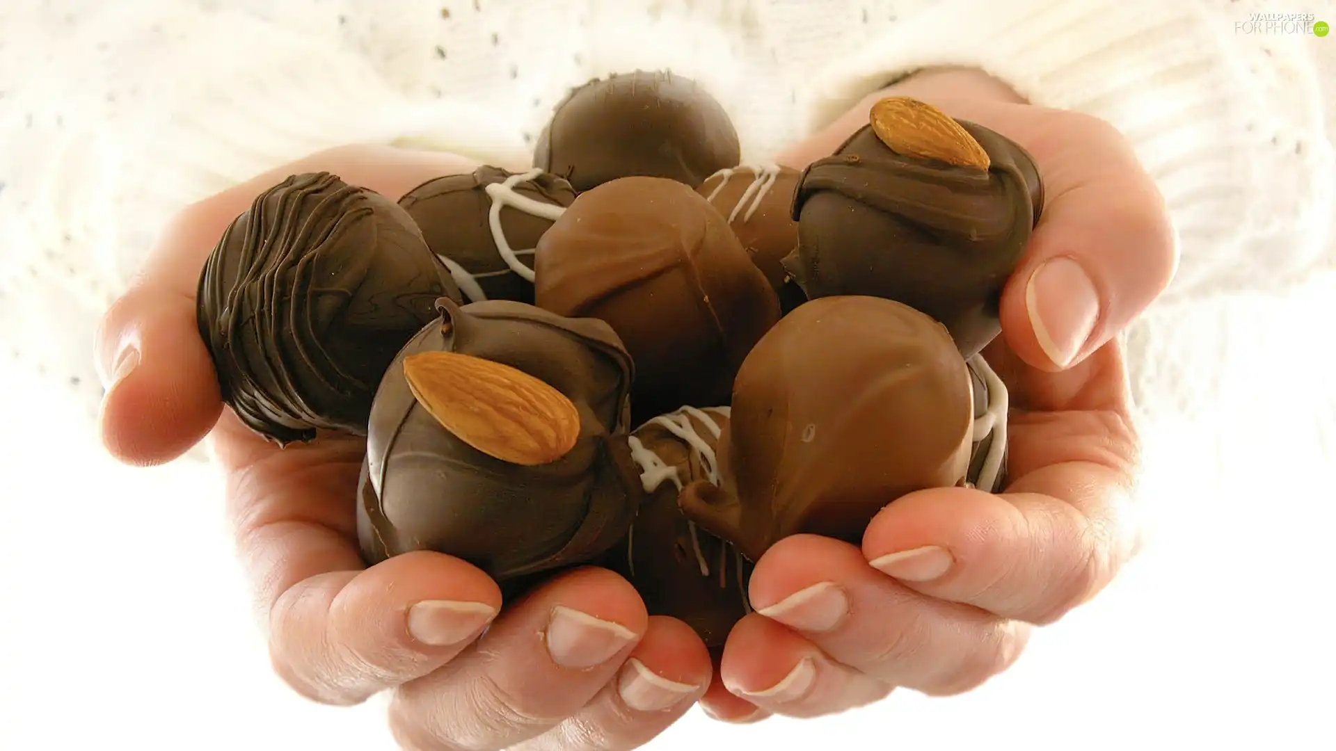 hands, Chocolates, almonds