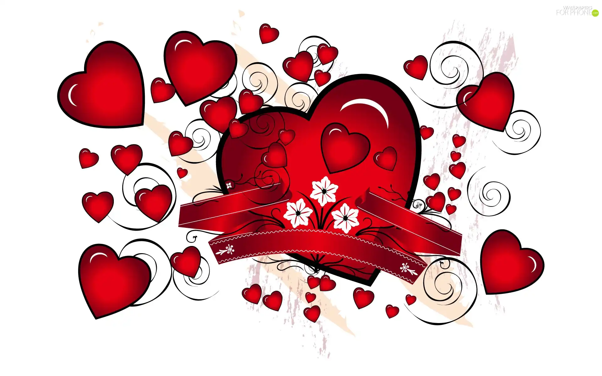 heart, Ribbons, Valentine