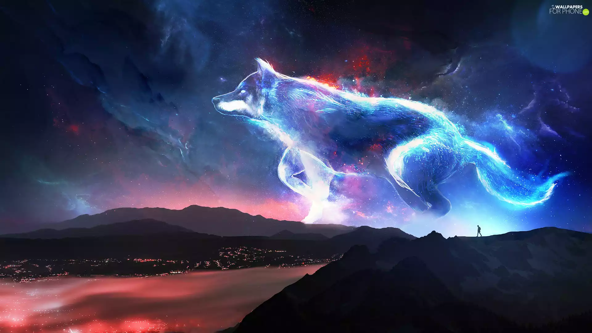 form, Night, The Hills, Wolf, graphics