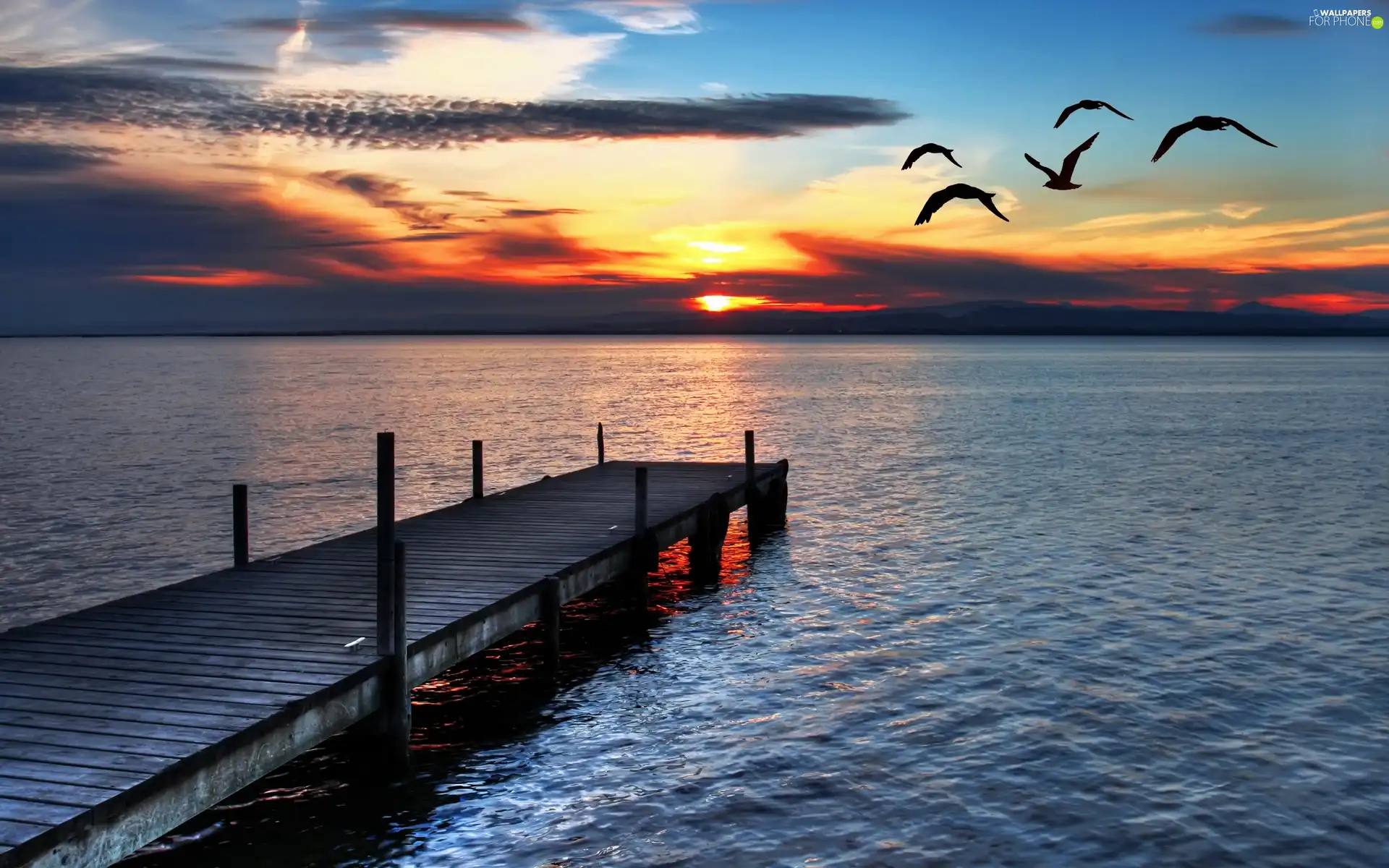 horizon, lake, Platform