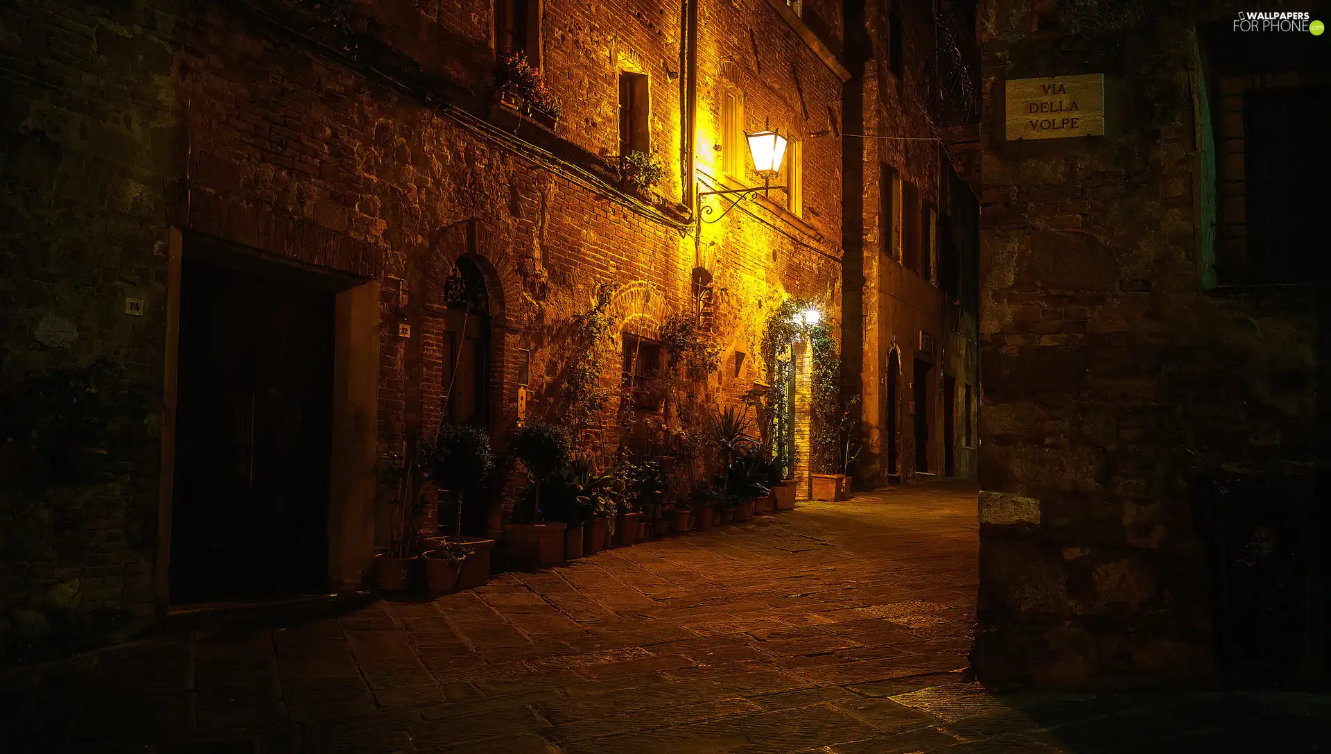 illuminated, Italy, Houses, Lighthouse, alley, Tuscany
