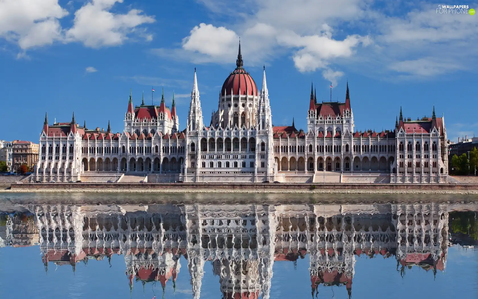 Castle, reflection, Hungary, royal