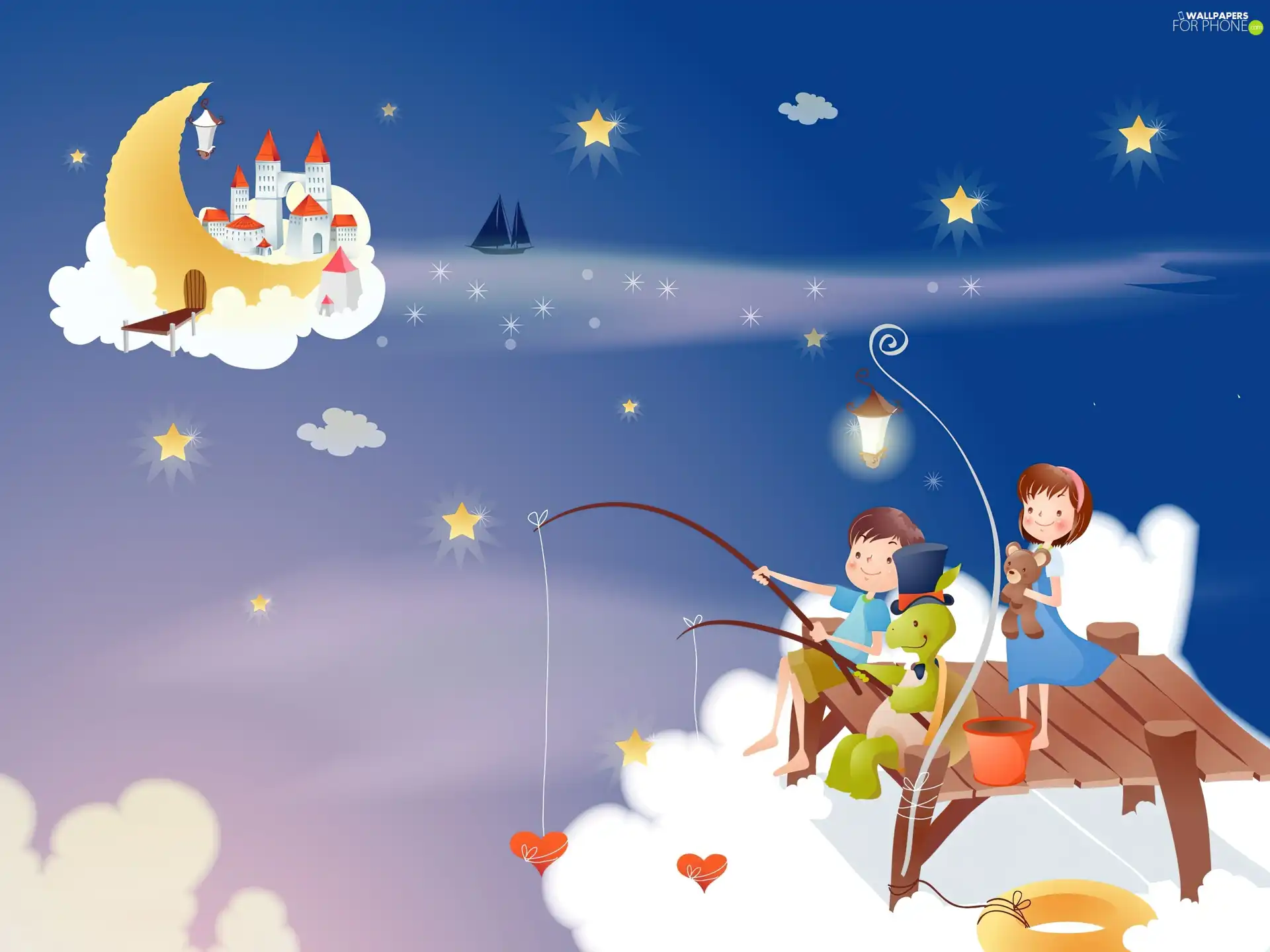 Kids, Platform, hunt, clouds