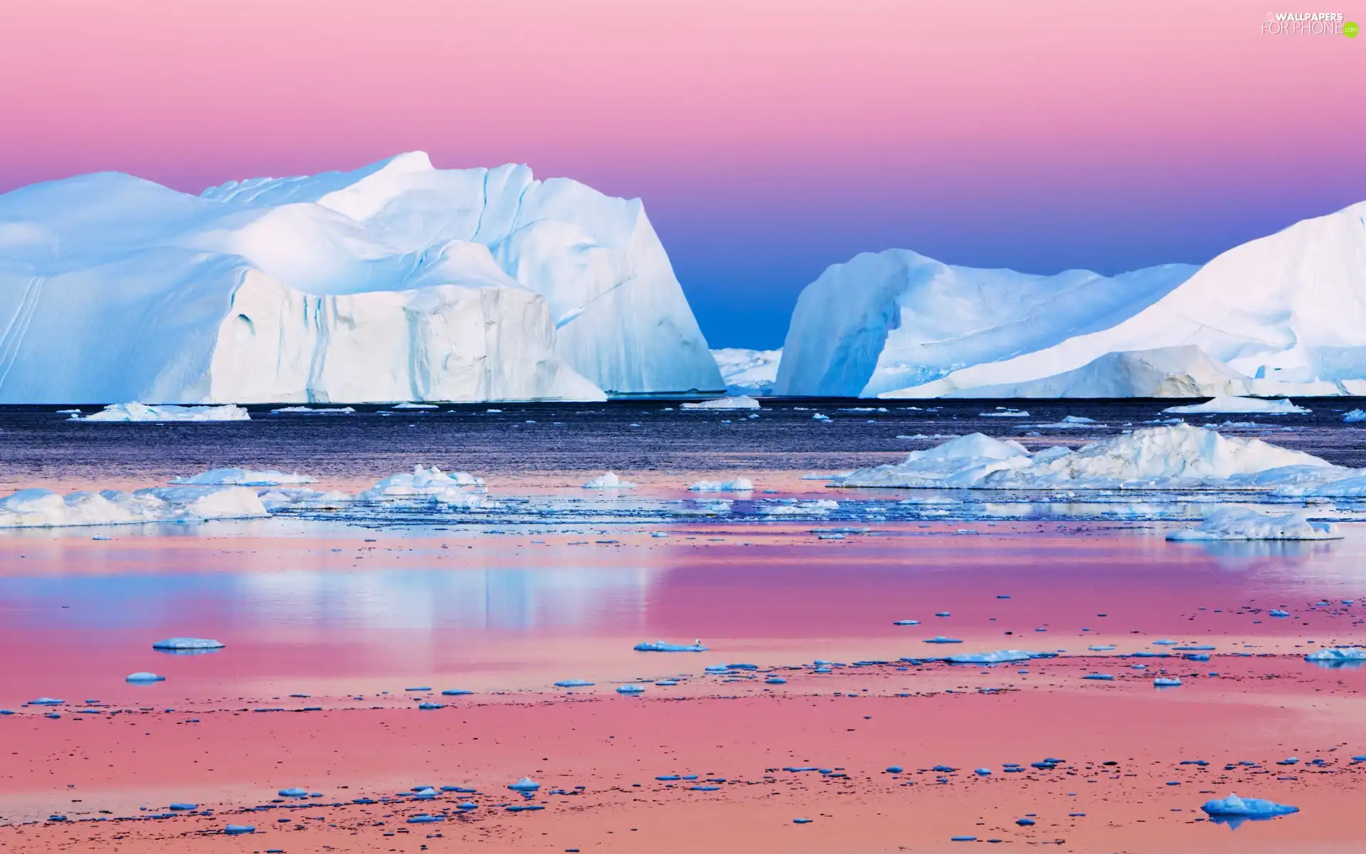 ice, sea, Mountains