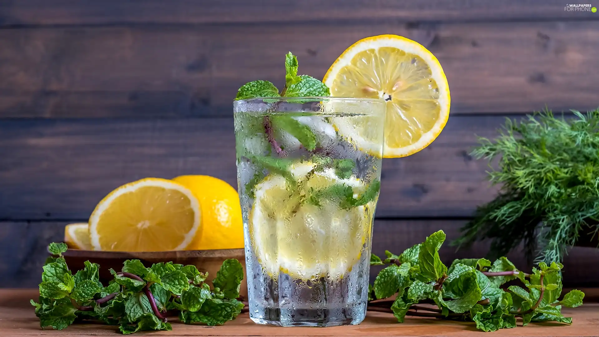 Lemon, cup, mint, Icecream, slices, water