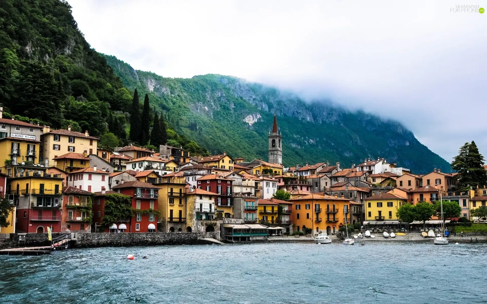 panorama, Varenna, Italy, town