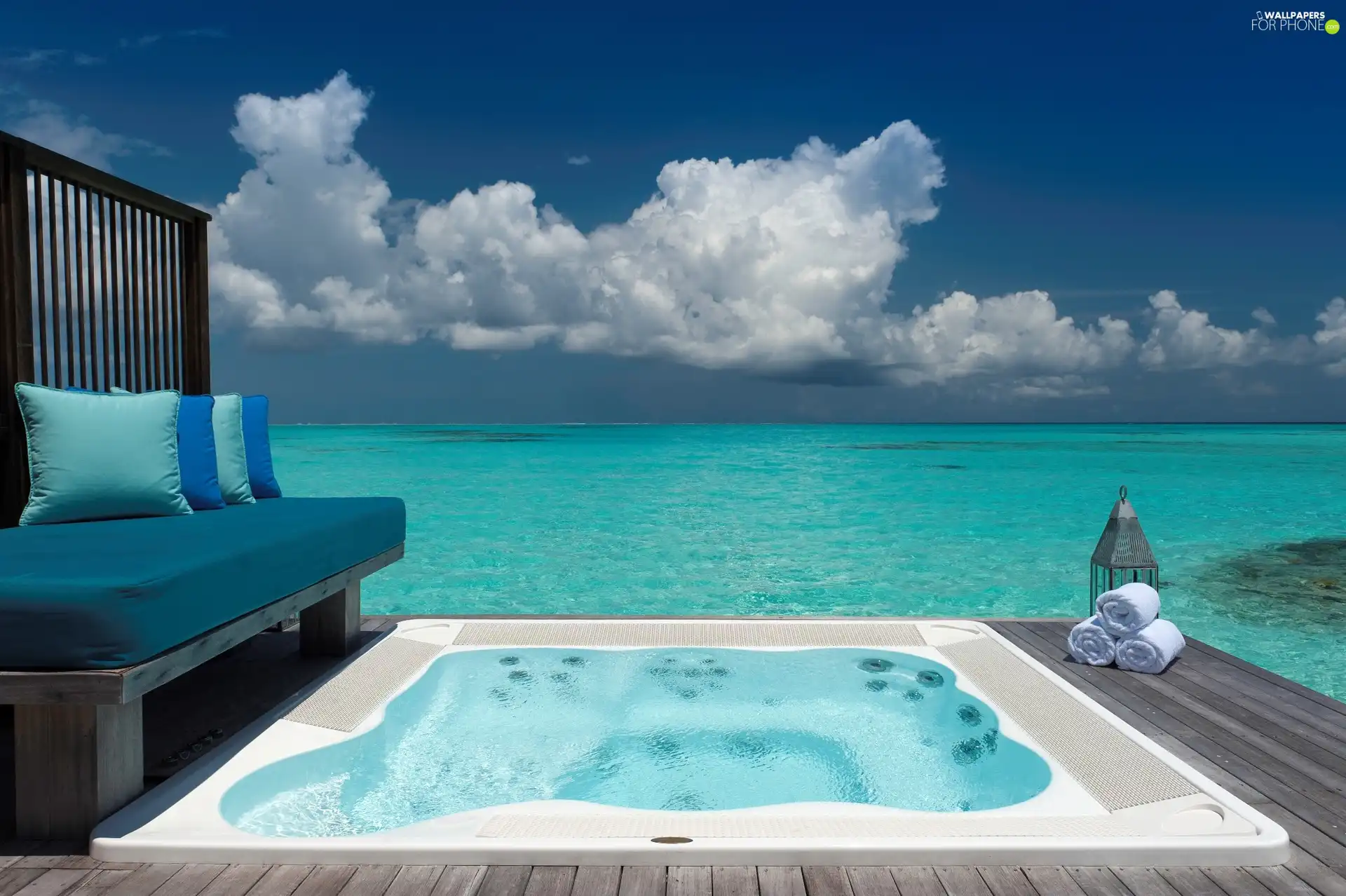 Jacuzzi, sea, terrace