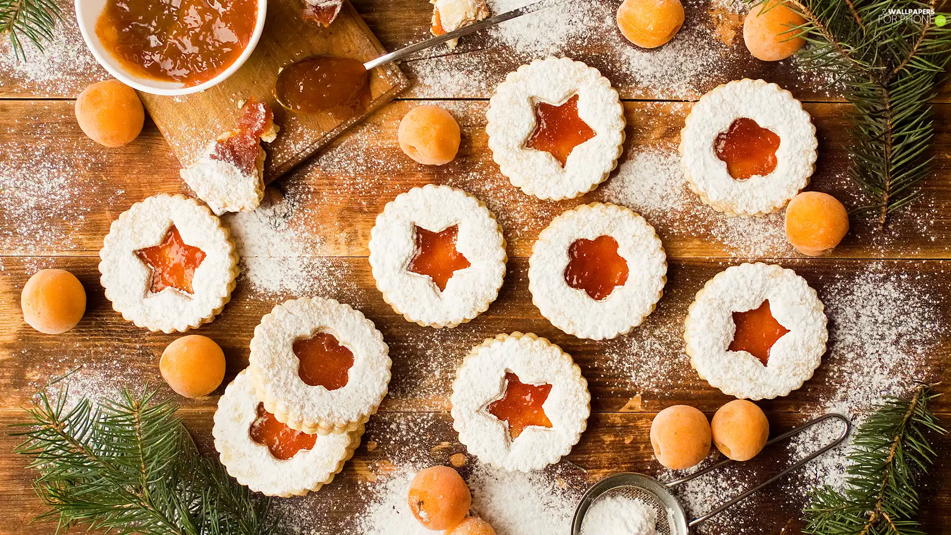 Cookies, apricots, Christmas, Jam