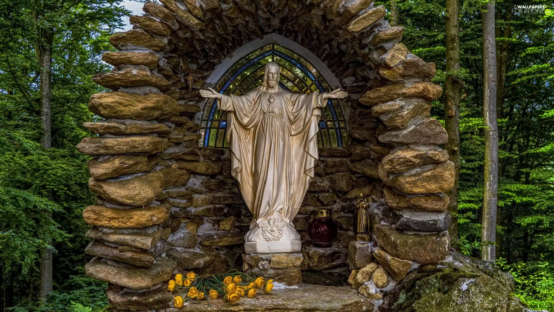 chapel, Jesus, Statue monument, Stones
