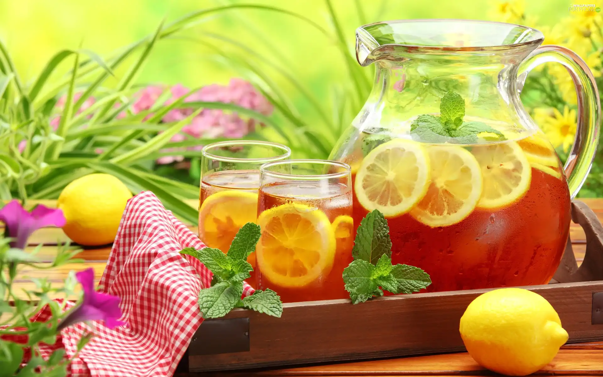 frozen, lemons, jug, tea