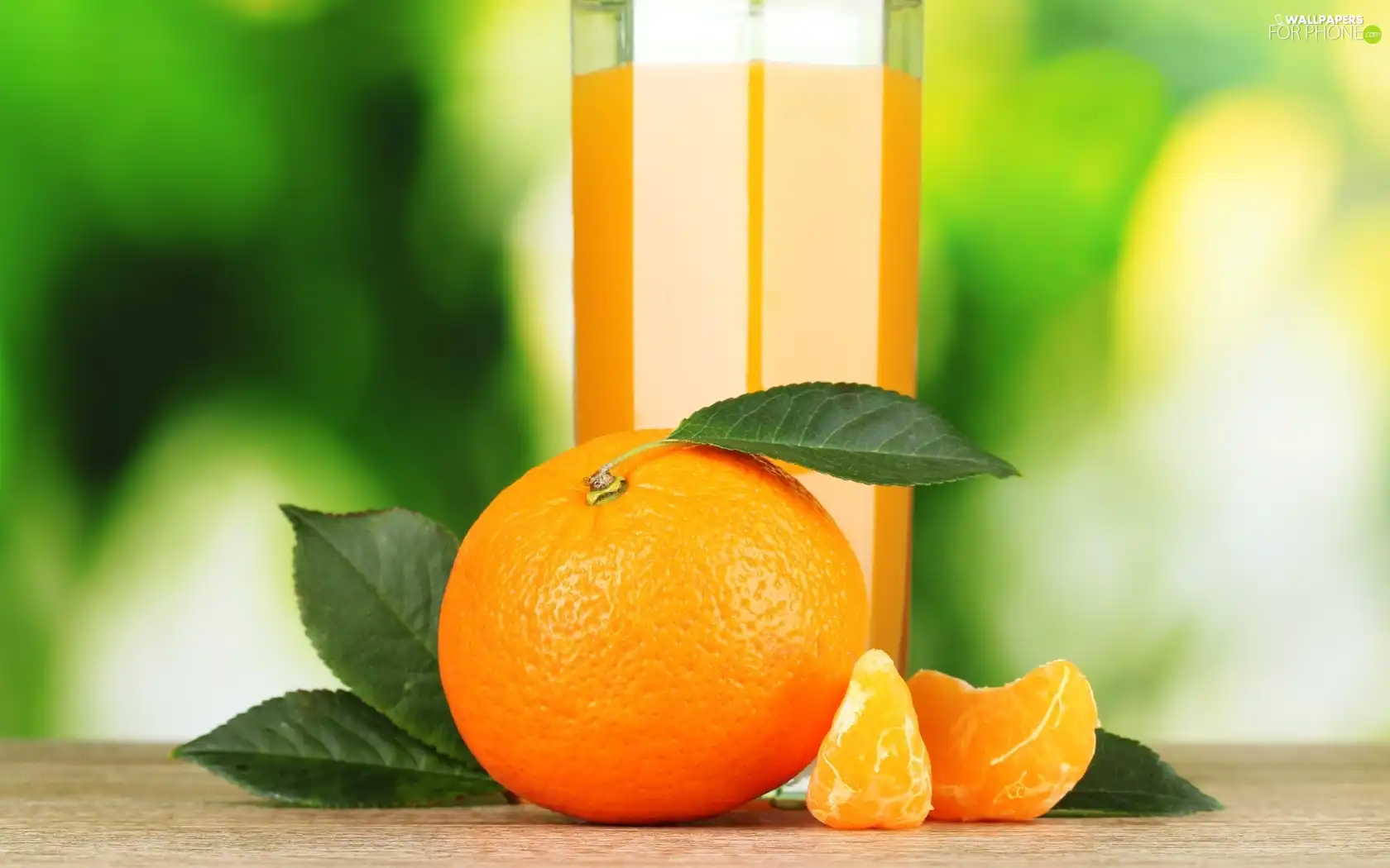 juice, orange, leaves