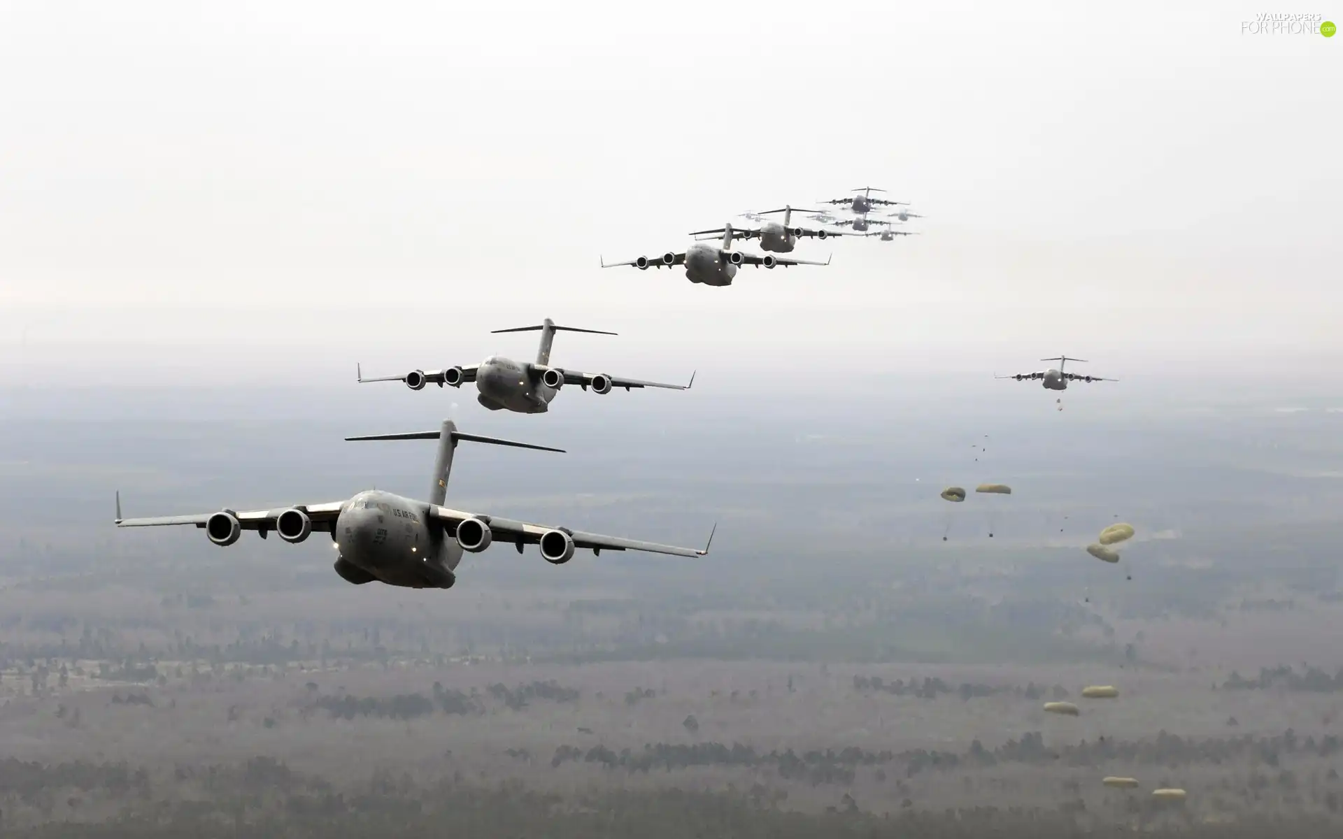 Boeing C-17 Globemaster III, jumps, parachute, flight