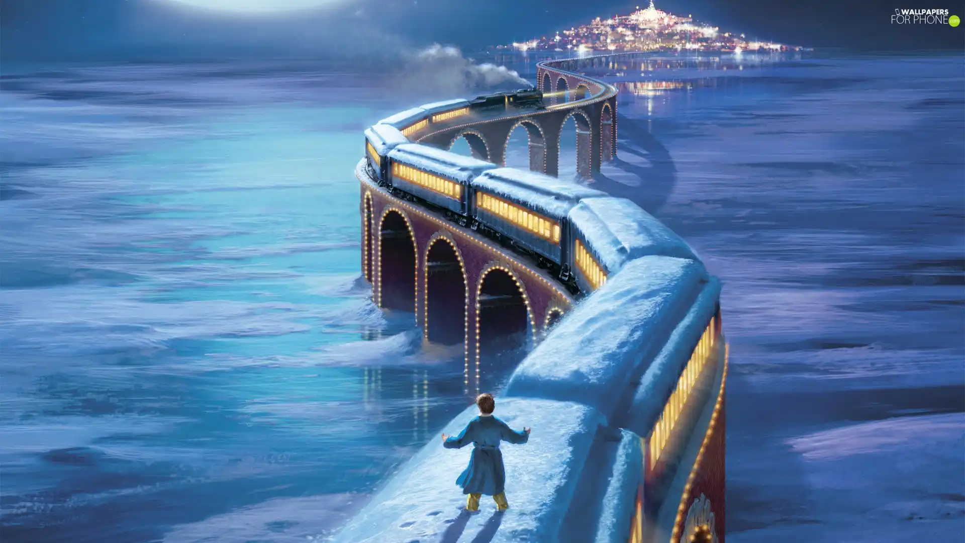 Train, lake, Kagaya, bridge