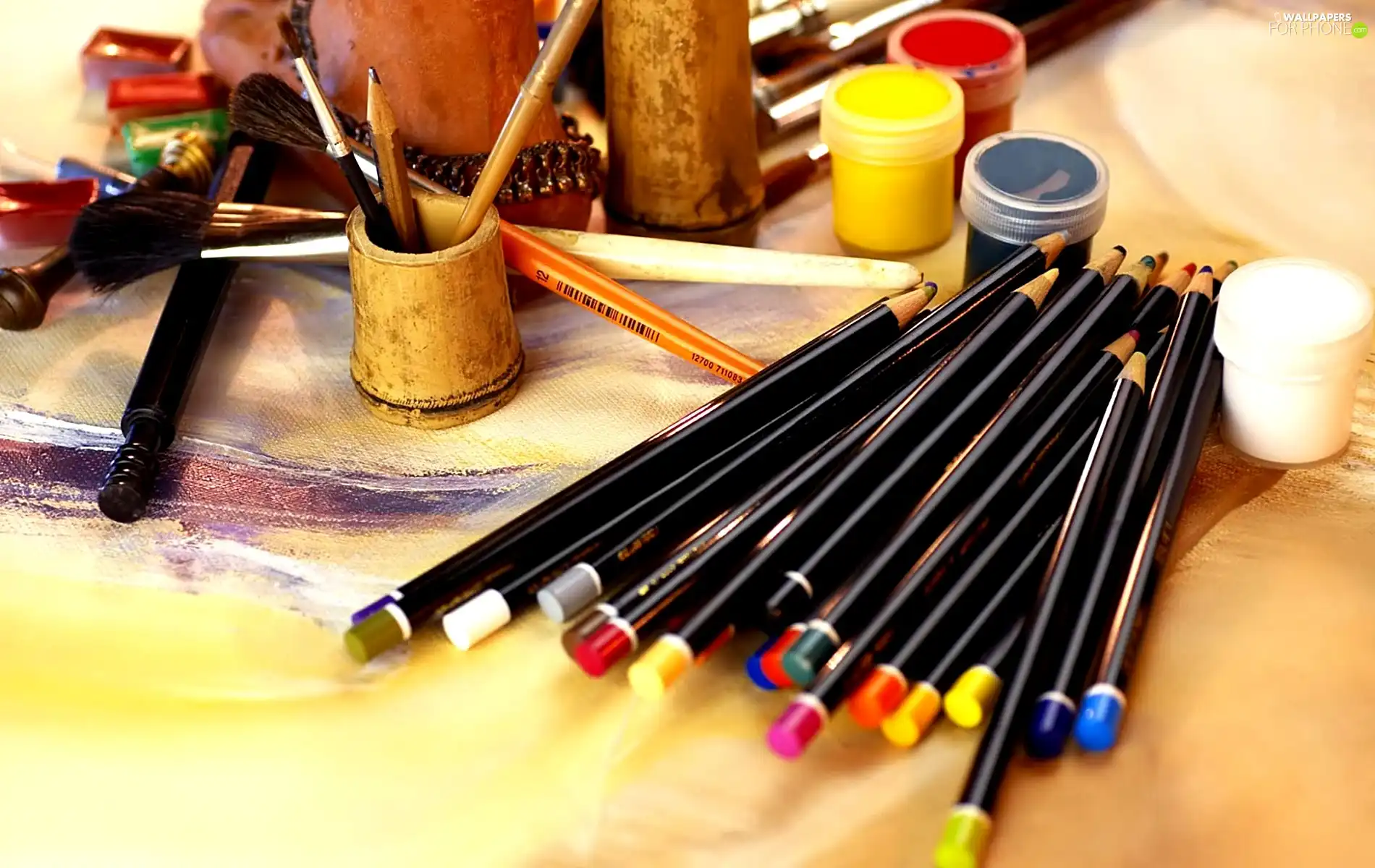 kit, crayons, Paints