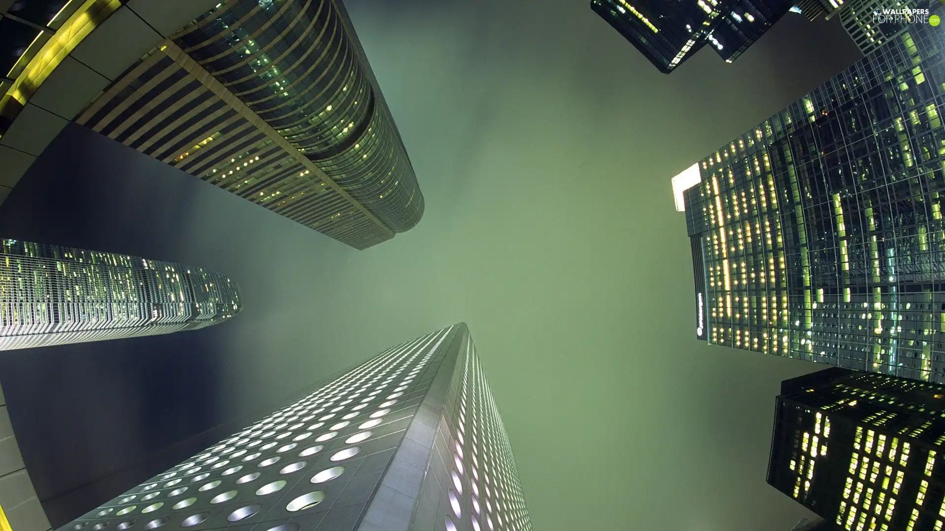 skyscrapers, Hong, Kong, clouds